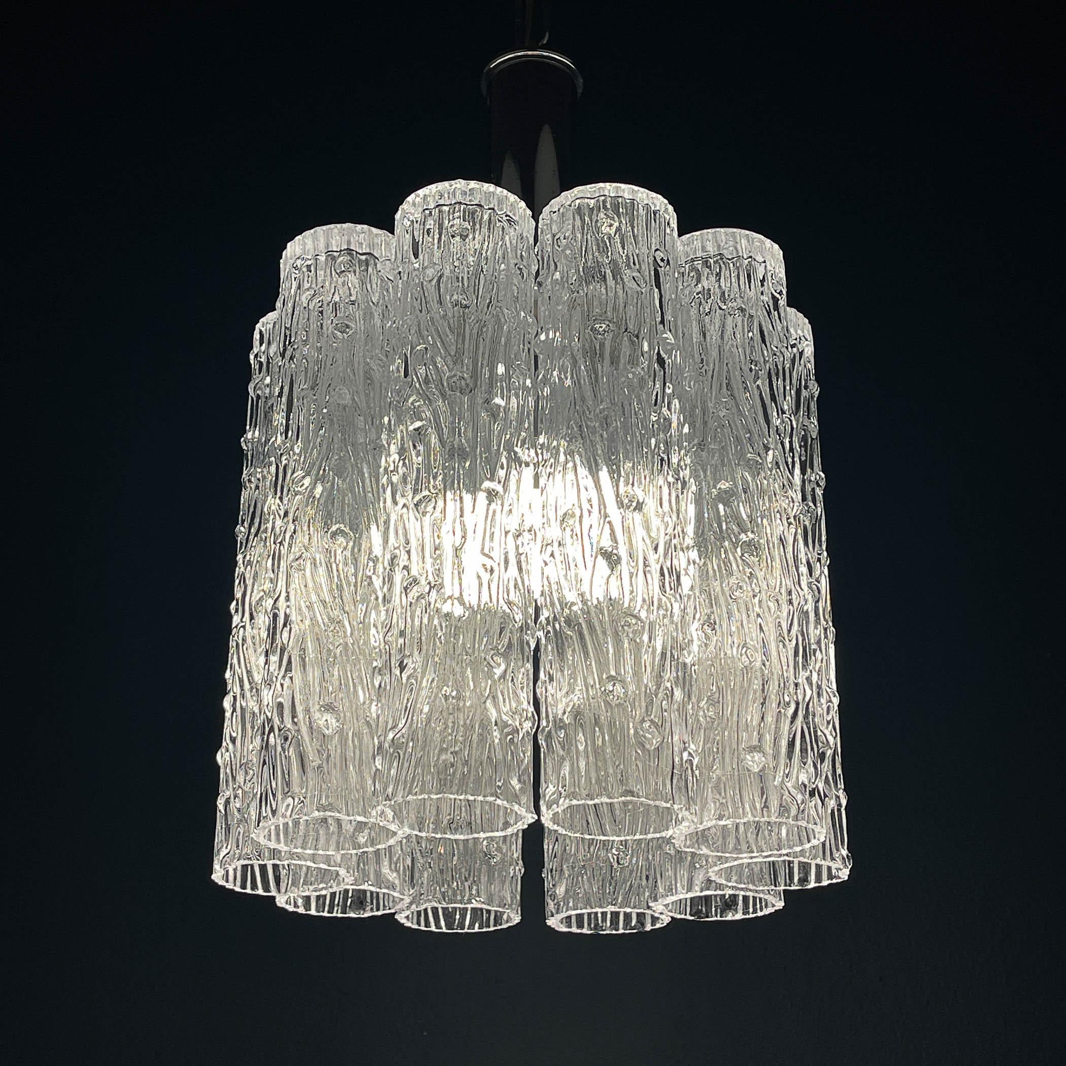 Murano glass chandelier Tronchi by Toni Zuccheri for Venini Italy 1970s In Good Condition For Sale In Miklavž Pri Taboru, SI