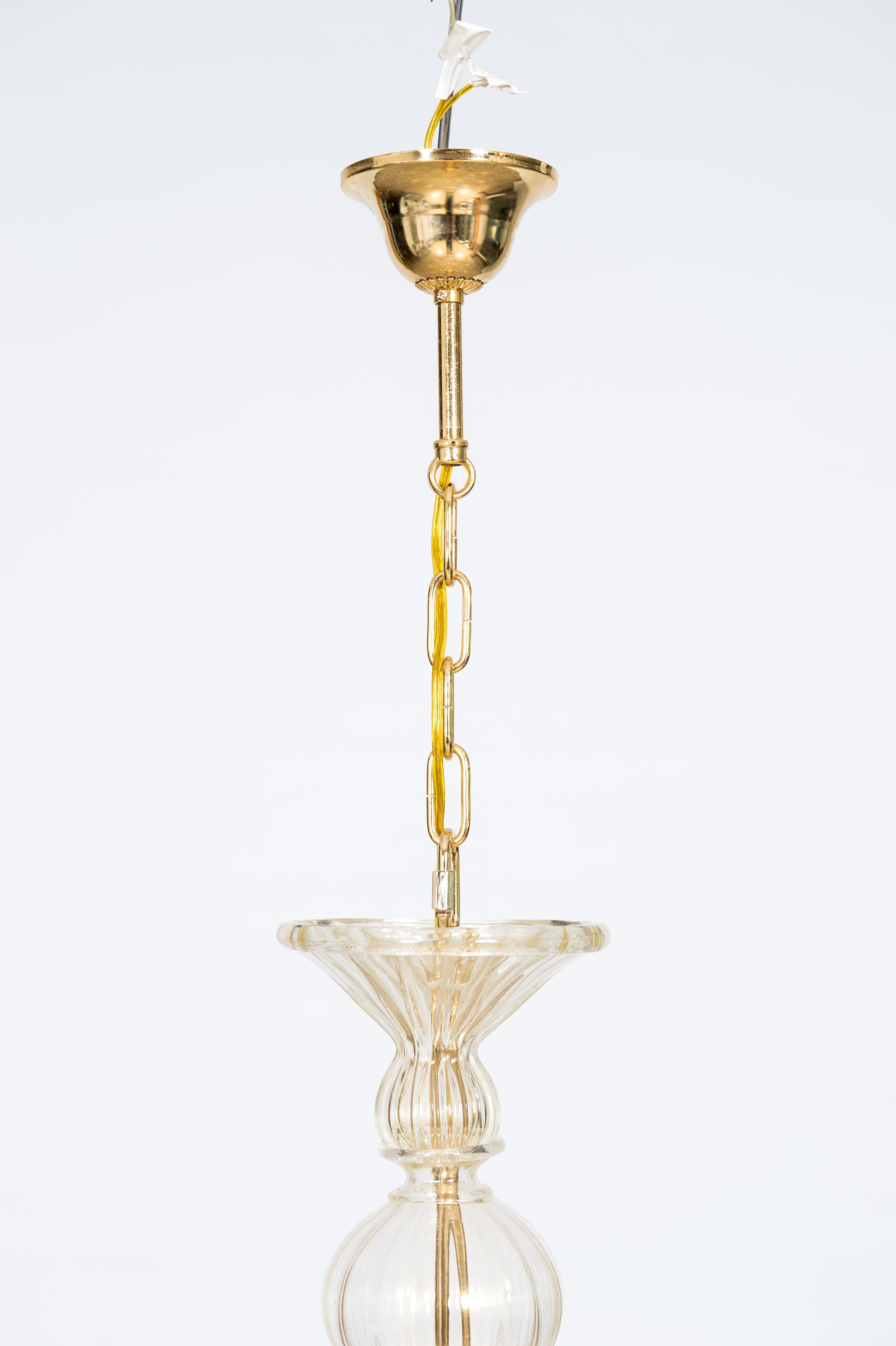 Murano Glass Chandelier with 24-Karat Gold and Pastoral Decorations, Italy For Sale 9