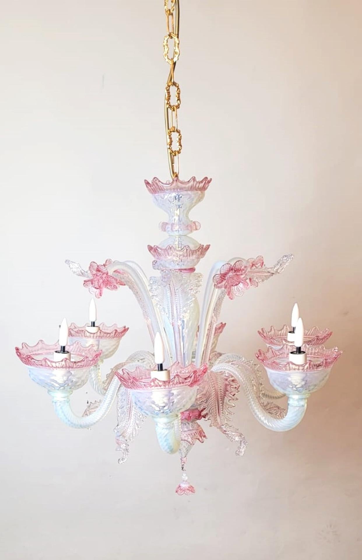 Mid-Century moderno Lampadario in vetro di Murano con 6 luci, 1950 in vendita