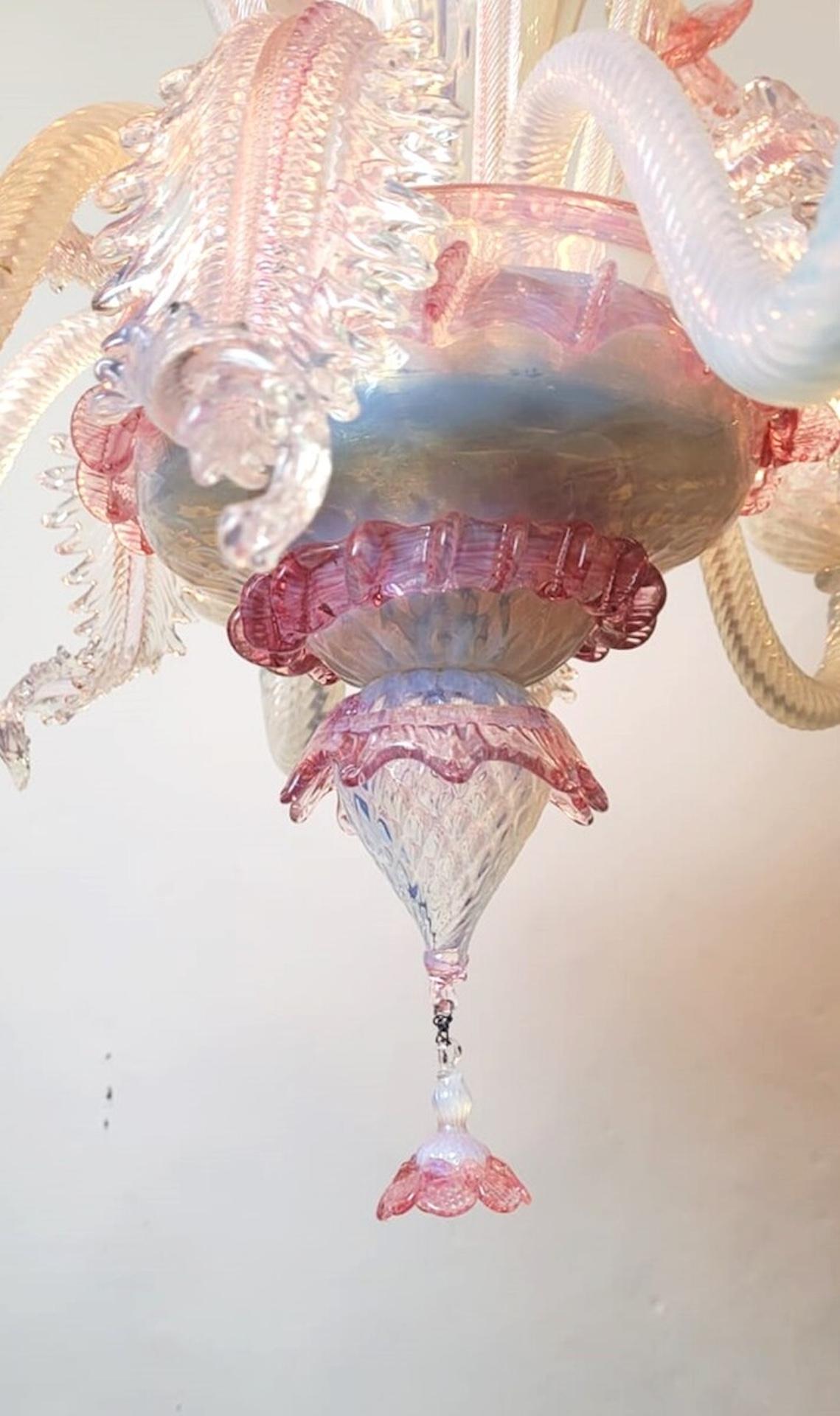 Lampadario in vetro di Murano con 6 luci, 1950 In condizioni buone in vendita a Brussels, BE