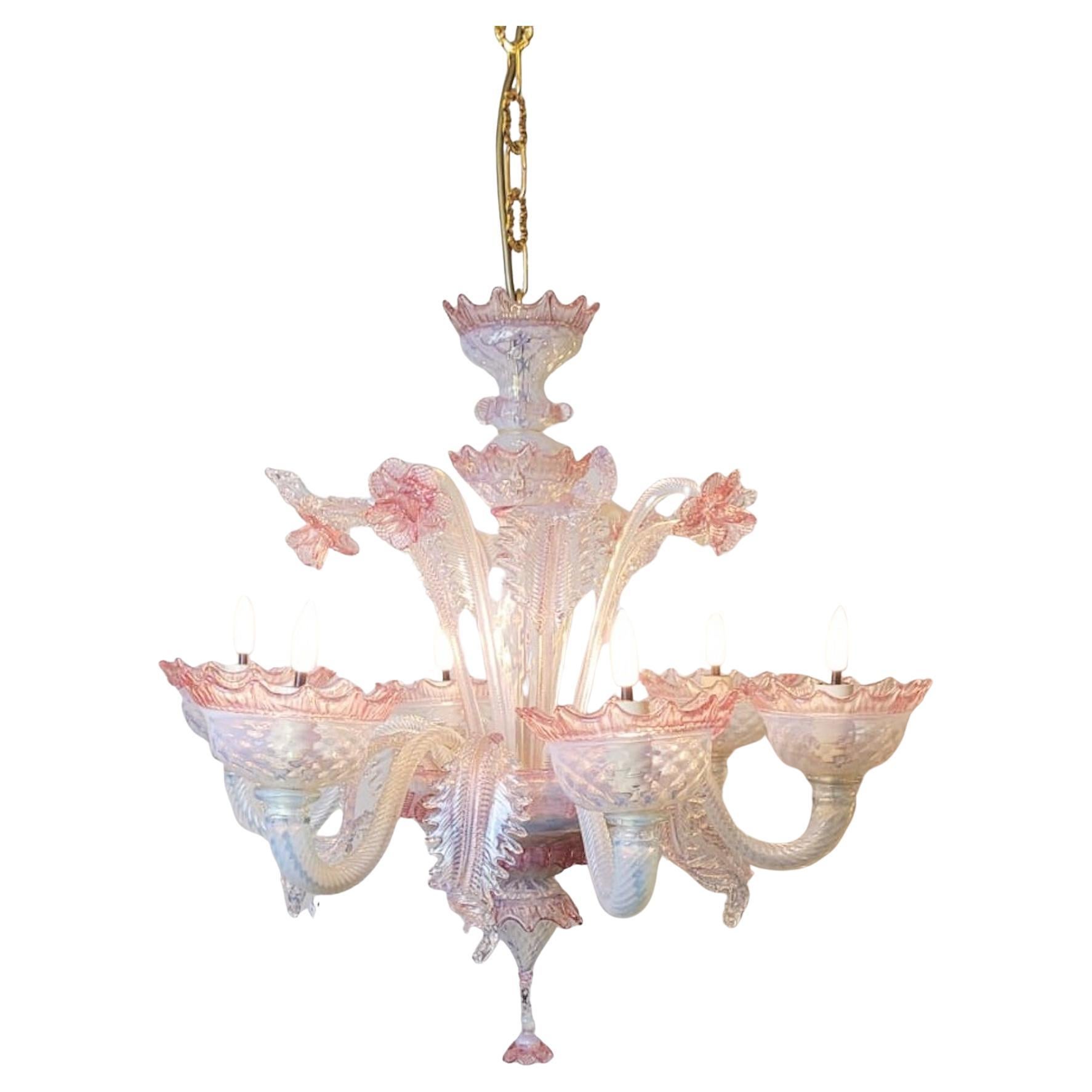Murano glass chandelier with 6 lights, 1950