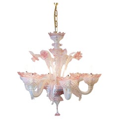 Murano glass chandelier with 6 lights, 1950