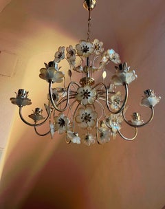 Murano-Glas-Kronleuchter mit Blumen, 1970, Mid-Century-Modern-Stil