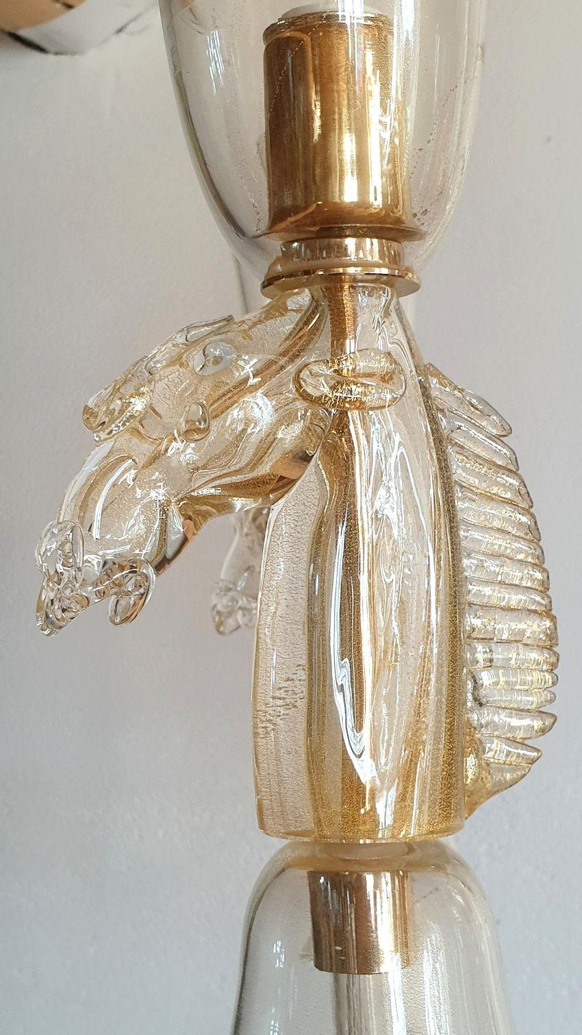 Murano Glass Chandelier with Horse Decor For Sale 4