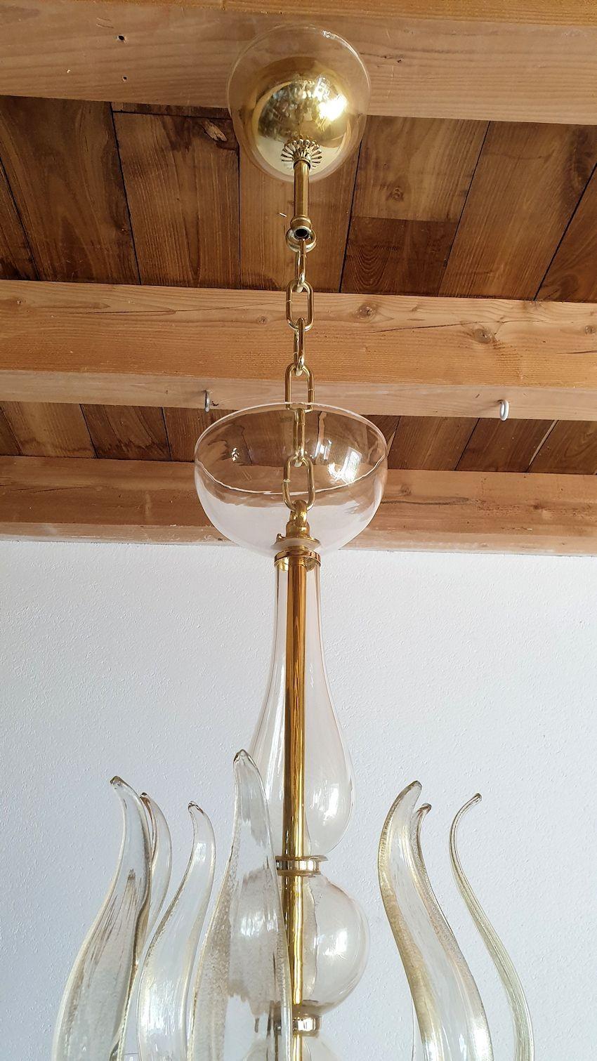 Murano Glass Chandelier with Horse Decor For Sale 5
