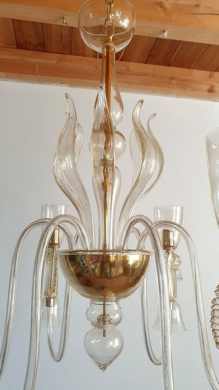 Murano Glass Chandelier with Horse Decor For Sale 1