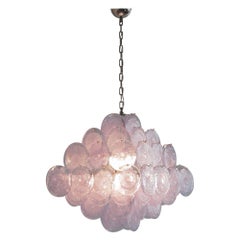 Lampadario in vetro di Murano con dischi di vetro color lavanda