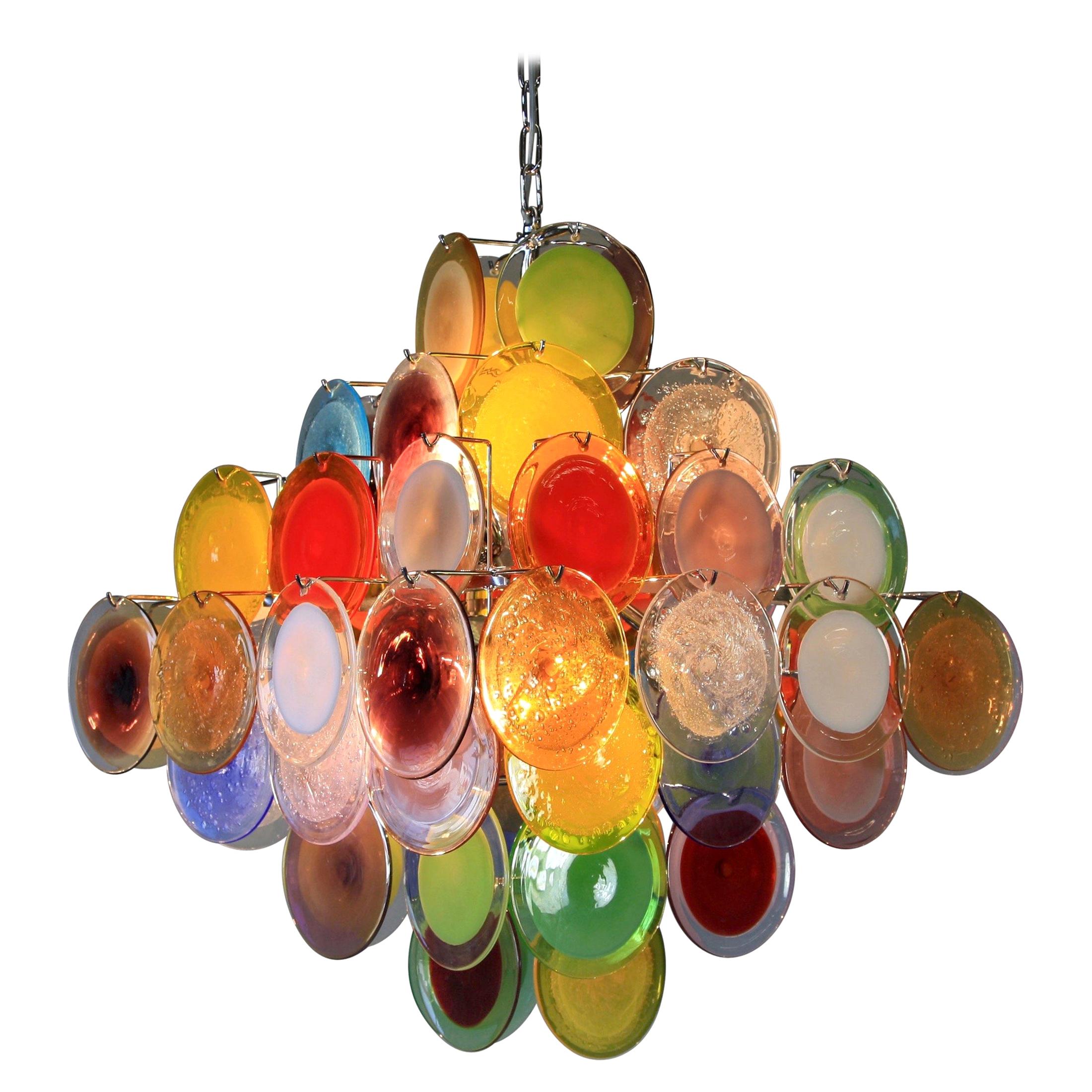 Murano Glass Chandelier with Multicolored Glass Disks
