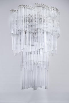 Lustre en verre de Murano avec éléments Quadriedro par Vintage Murano Gallery, 1970