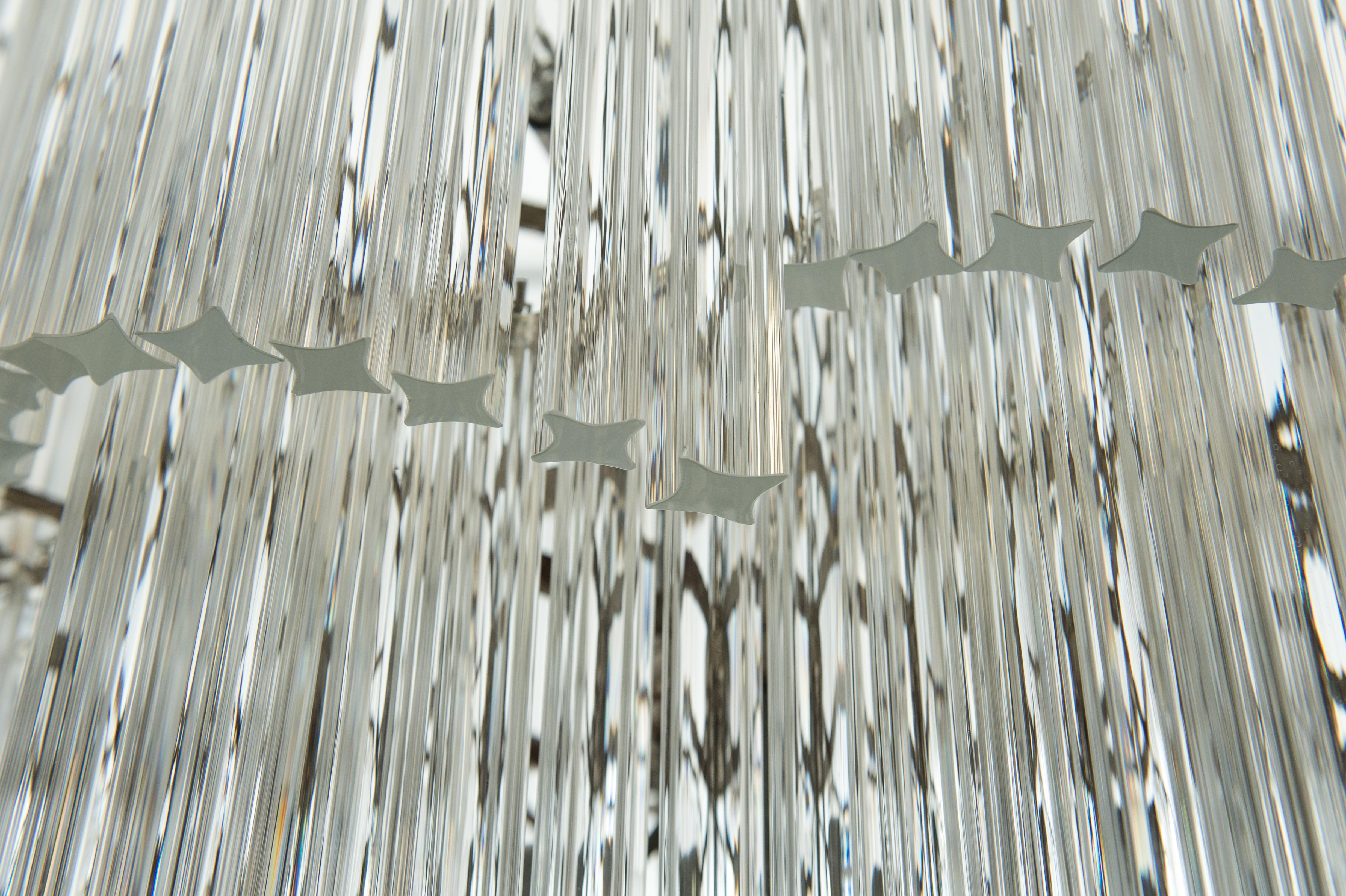 Hand-Crafted Murano Glass Chandelier with Quadriedro Elements by Vintage Murano Gallery, 1970 For Sale