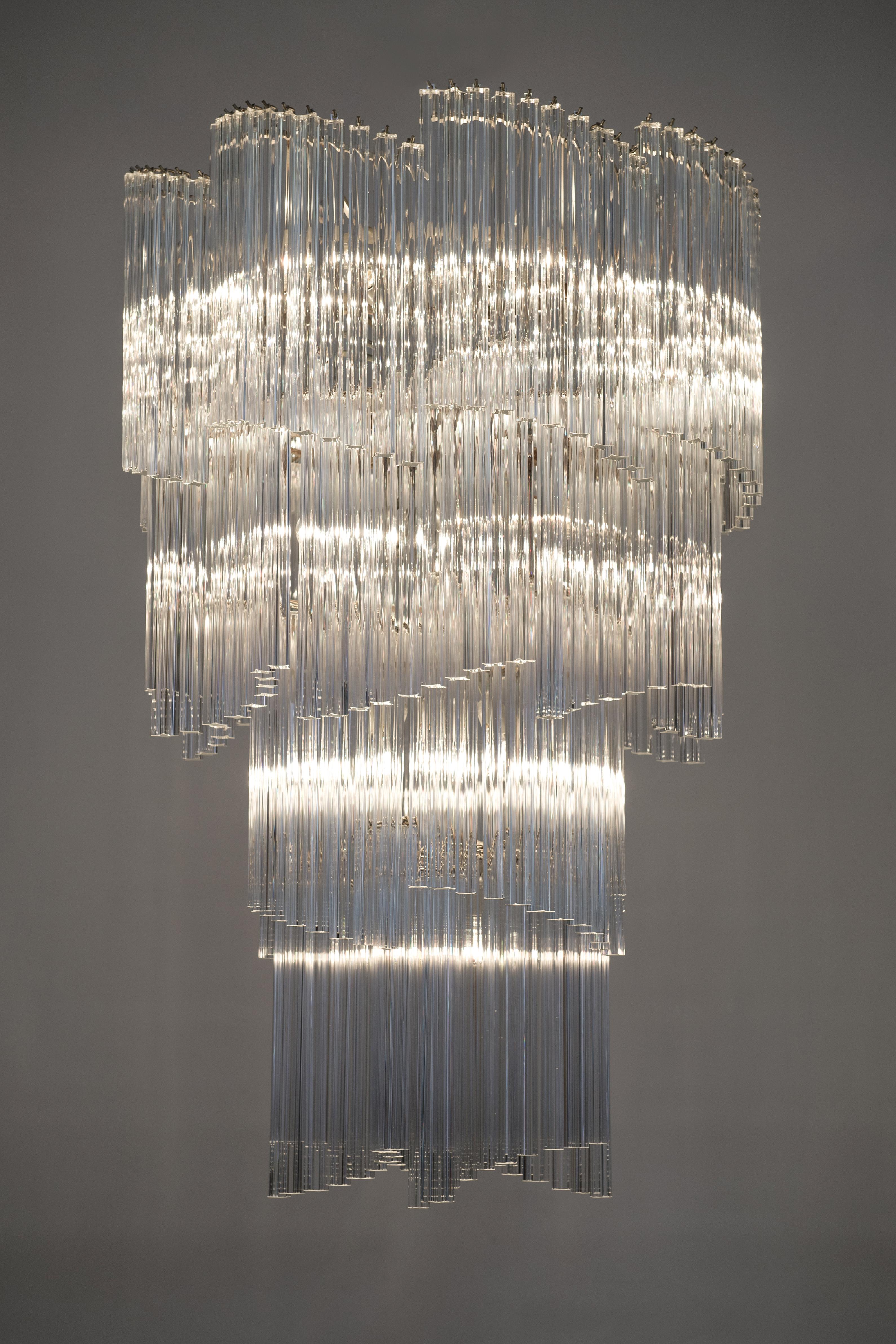 Murano Glass Chandelier with Quadriedro Elements by Vintage Murano Gallery, 1970 For Sale 1