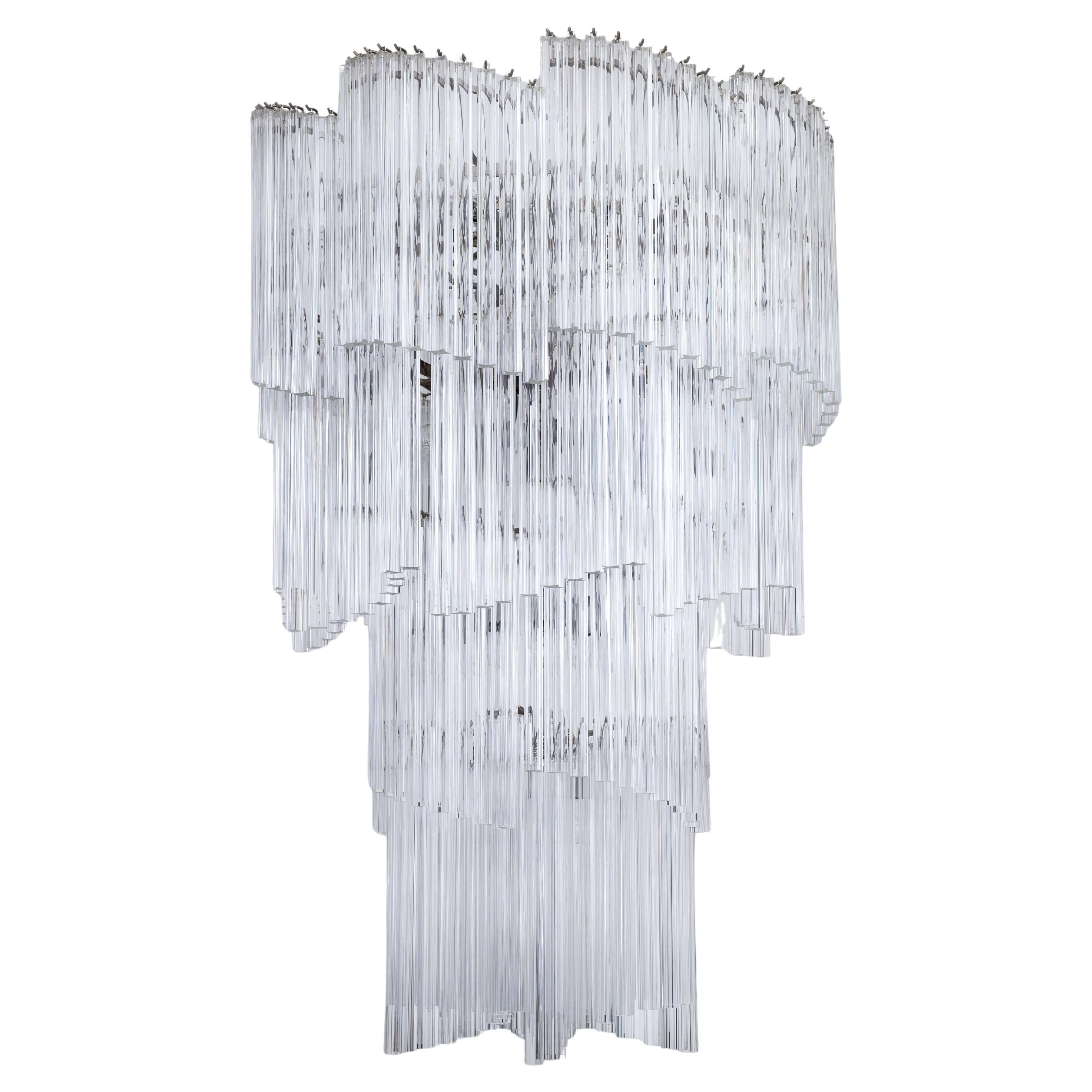 Murano Glass Chandelier with Quadriedro Elements by Vintage Murano Gallery, 1970 For Sale