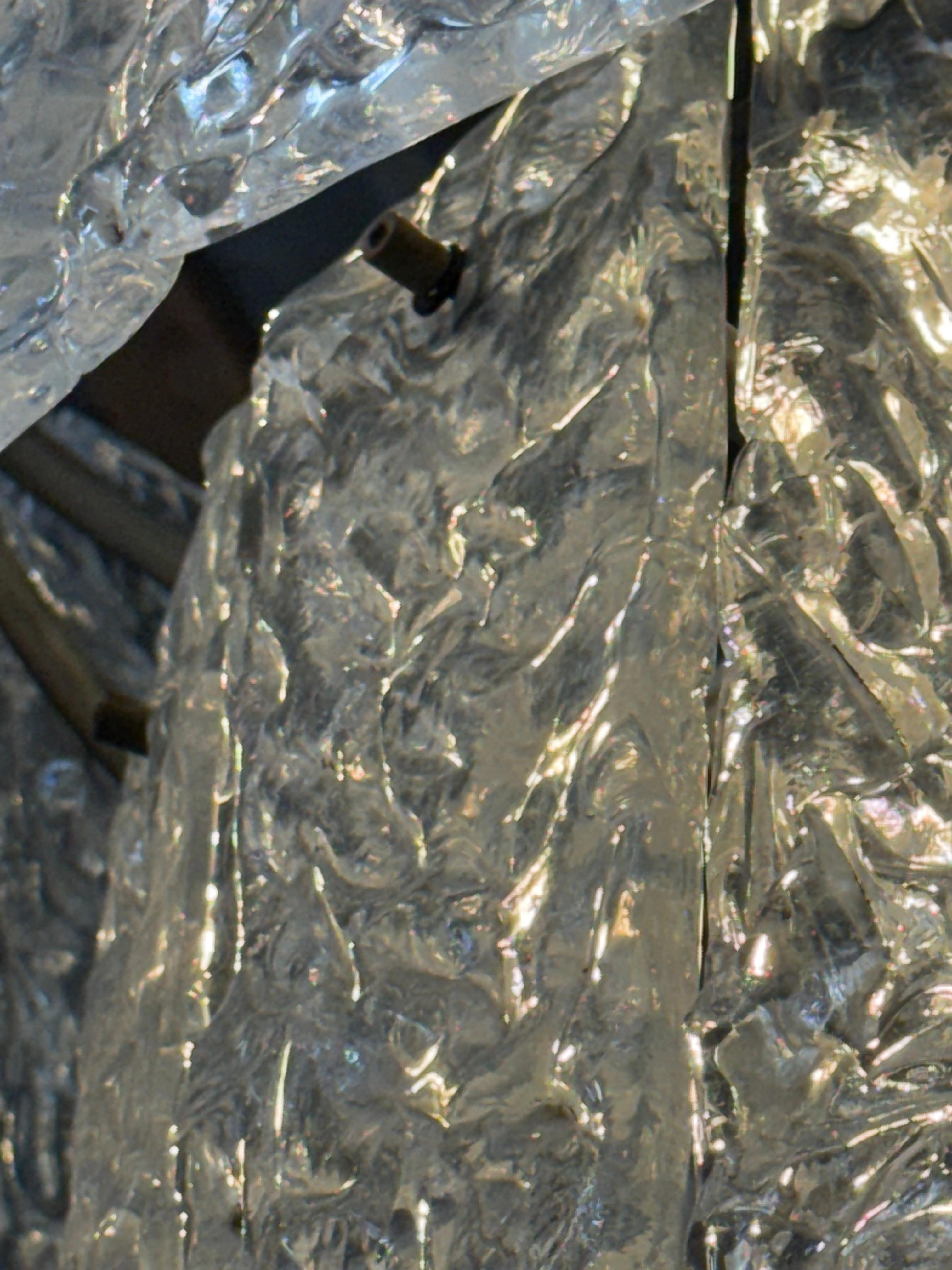 Italian Murano Glass Chandelier with Textured Panels, Italy 1950s For Sale