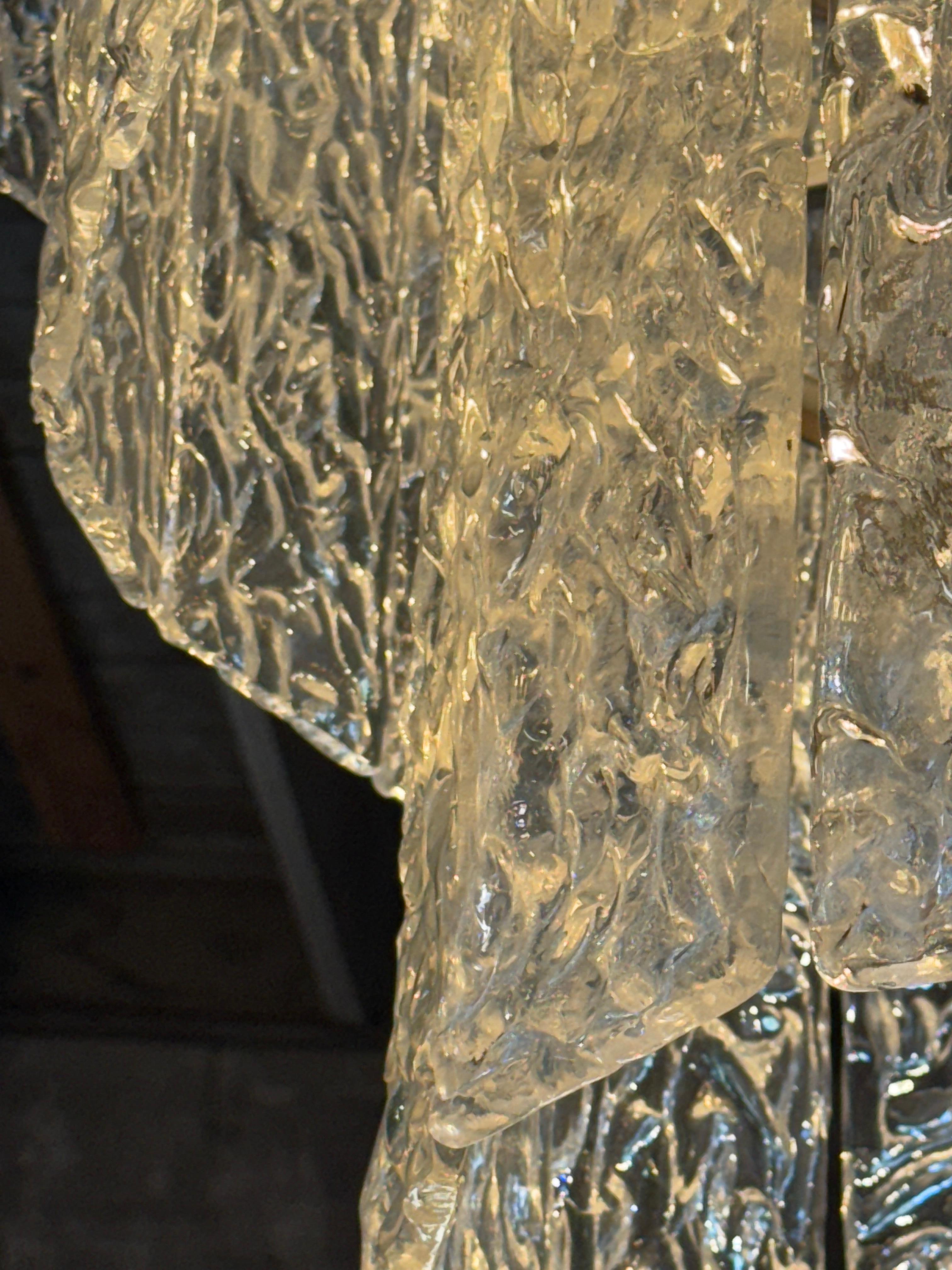 Murano Glass Chandelier with Textured Panels, Italy 1950s For Sale 2
