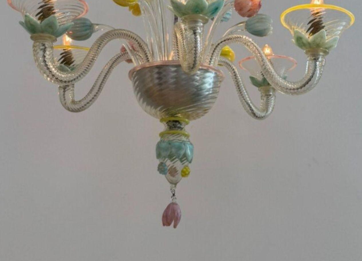 Murano Glass Chandelier with Tulips attributed to Seguso, Italy 1930s 1