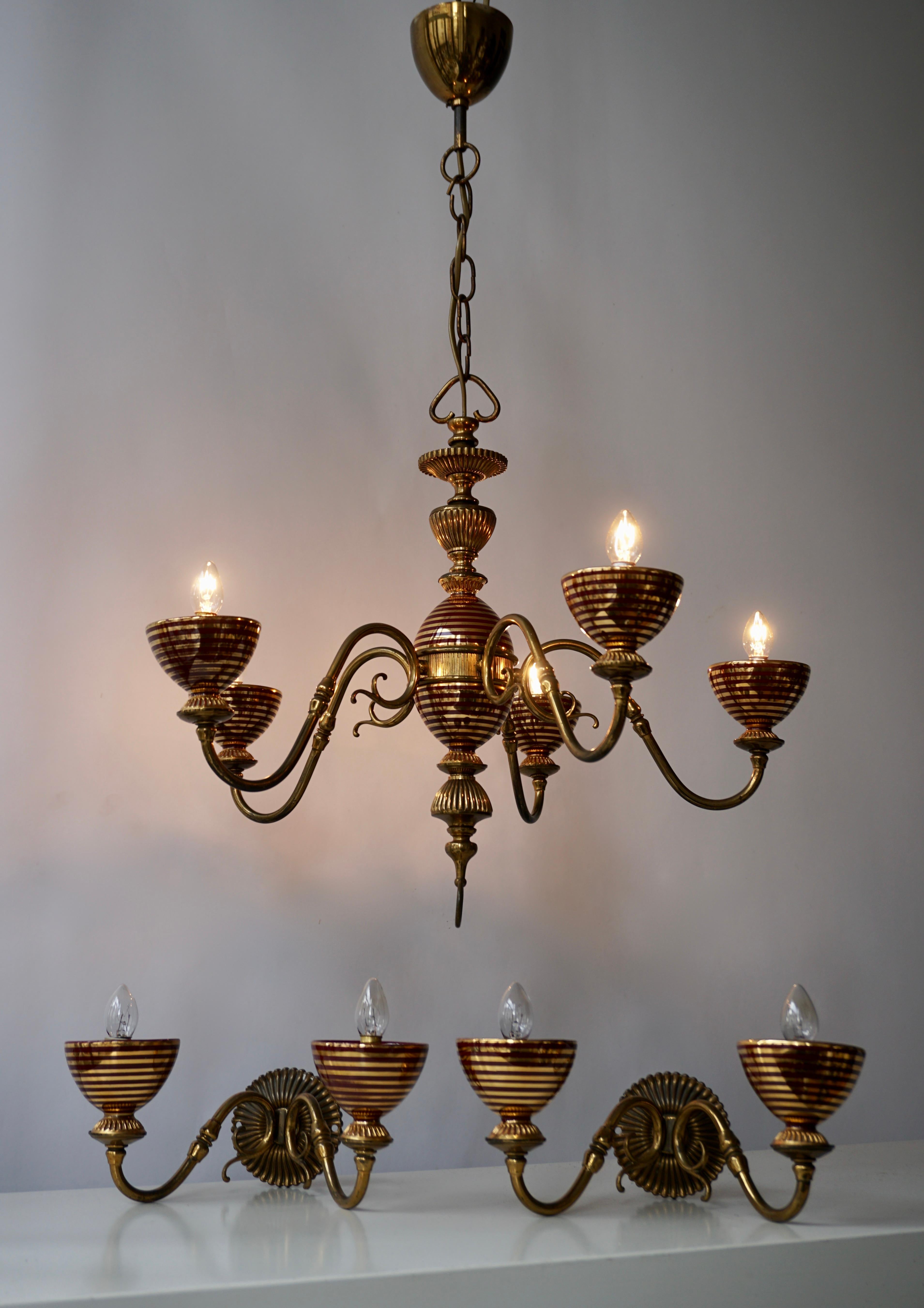 Murano Glass Chandelier with two Sconces For Sale 4