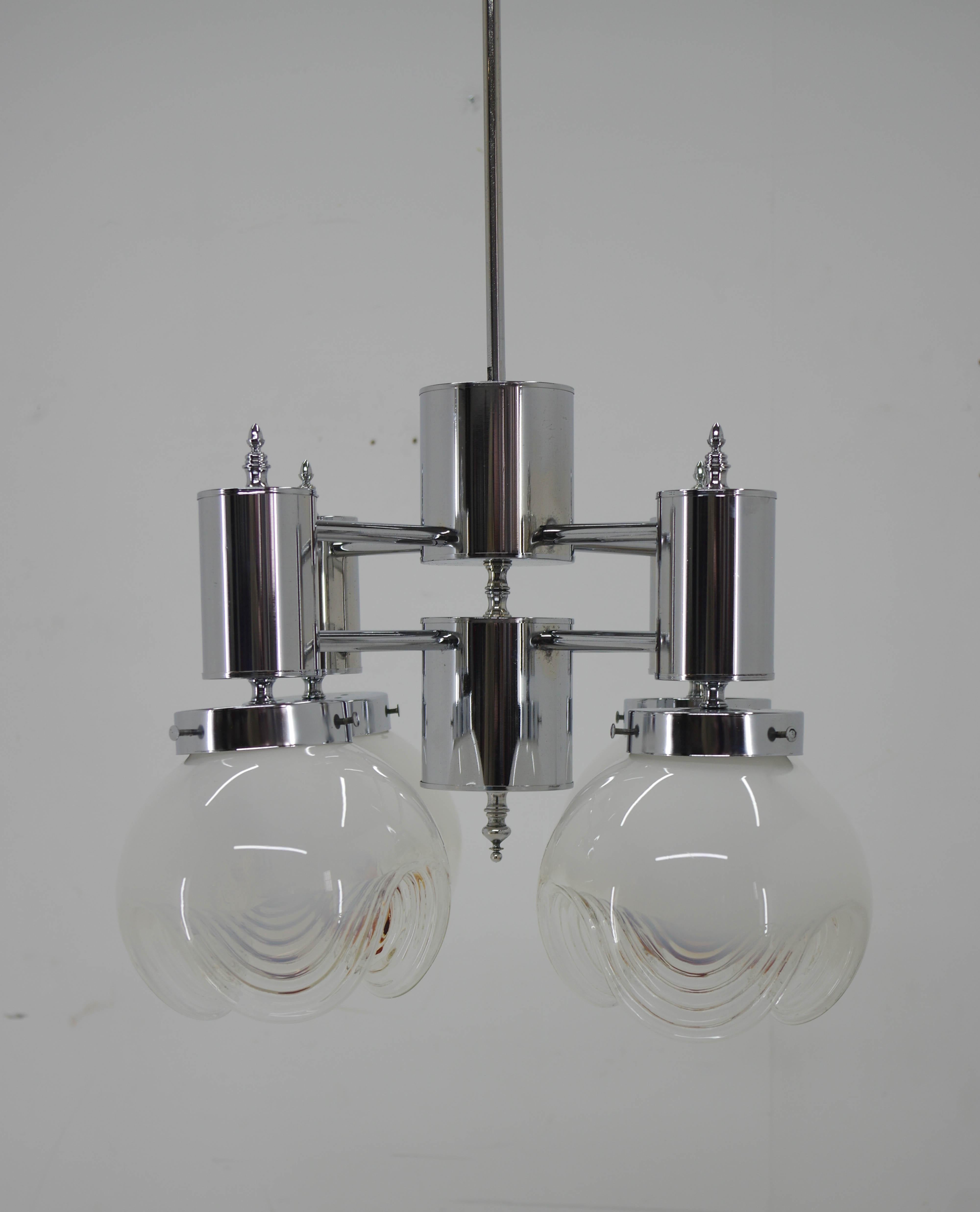 Murano Glass & Chrome Chandelier, Italy, 1970s For Sale 6