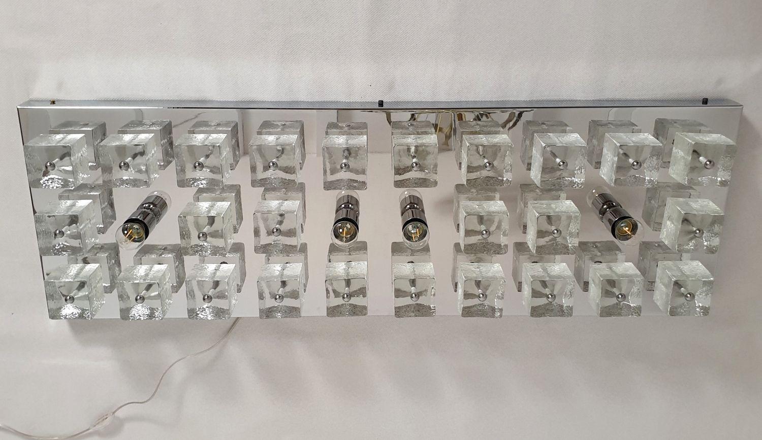 Mid-Century Modern Murano Glass - Chrome Flush Mount For Sale