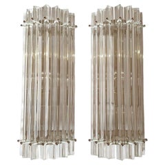 Murano Glass/Chrome Modern Sconces, by Venini, a Pair