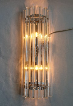 Murano Glass/Chrome Sconces, Mid-Century by Venini - a pair
