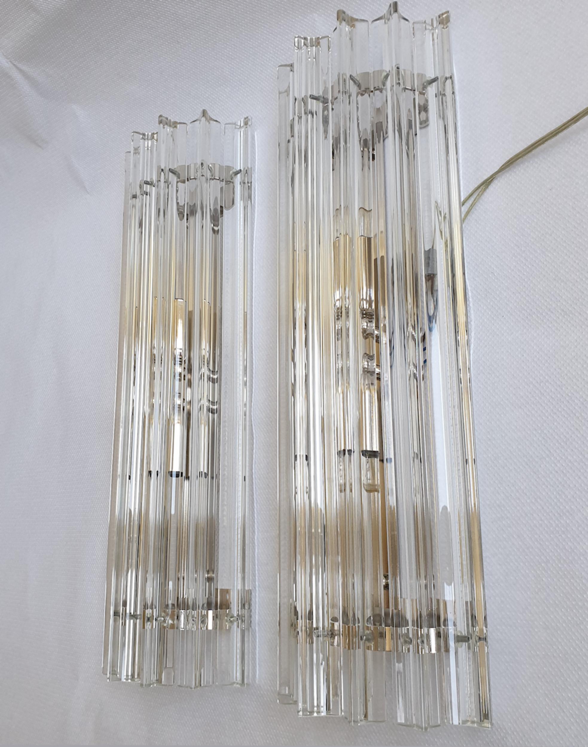 Murano Glass/Chrome Sconces, Mid-Century by Venini - a pair In Excellent Condition In Dallas, TX