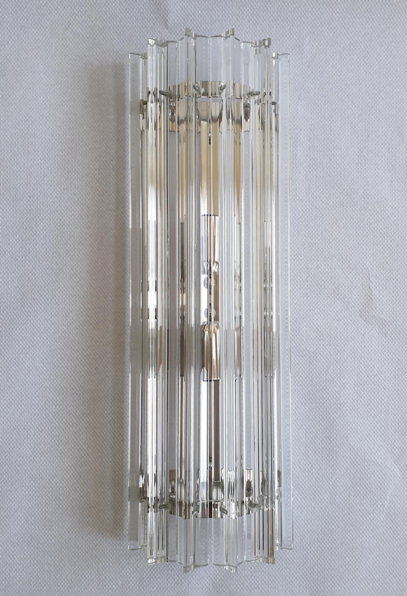 Late 20th Century Murano Glass/Chrome Sconces, Mid-Century by Venini - a pair