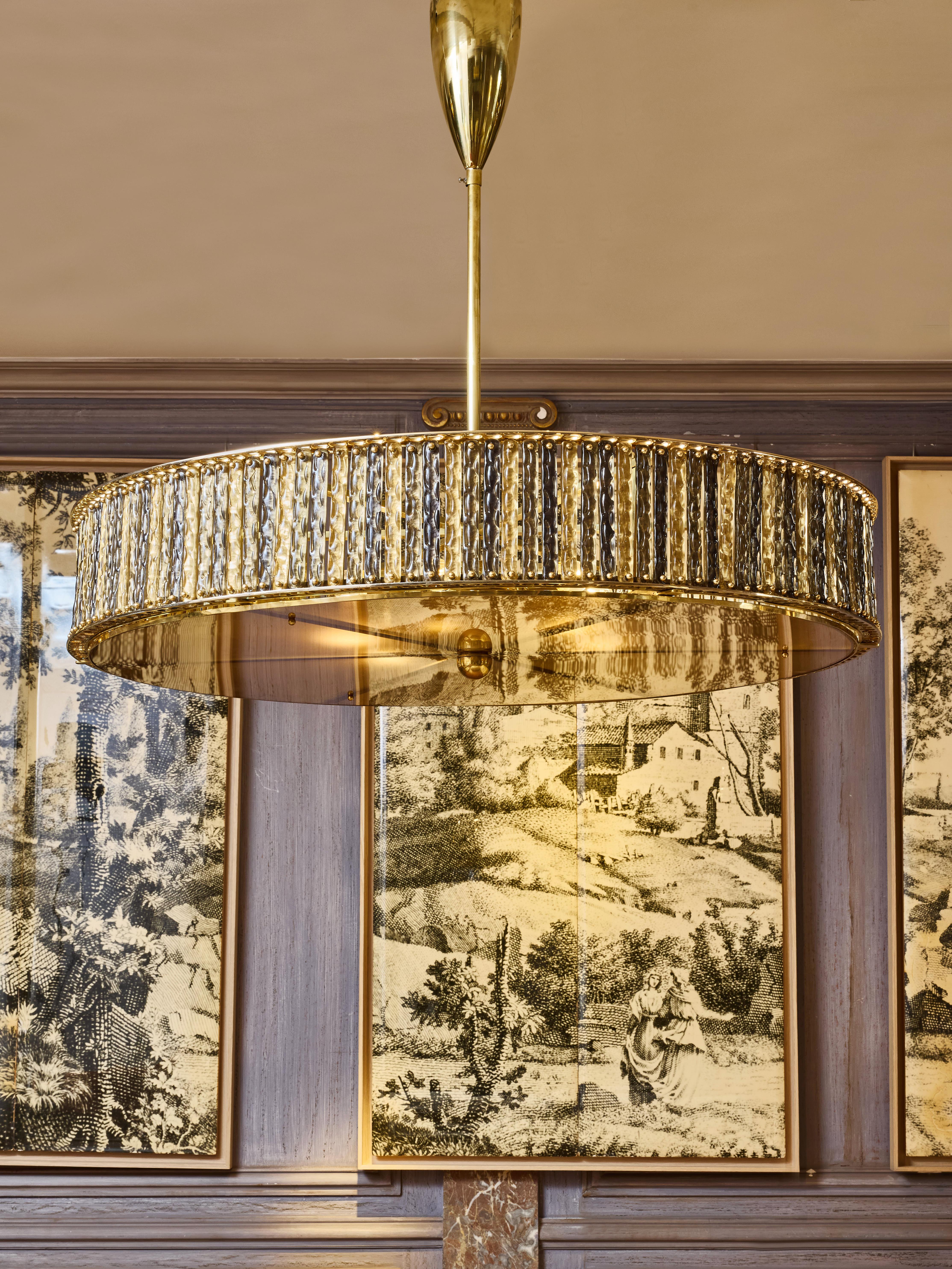 Mid-Century moderno Lampadario circolare in vetro di Murano in vendita