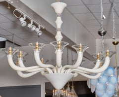 Murano Glass Clear and Ivory Chandelier