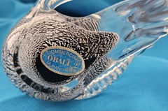 Murano-Glas, klar, ummantelt, Silberblatt-Vogel von Oball, Original Label