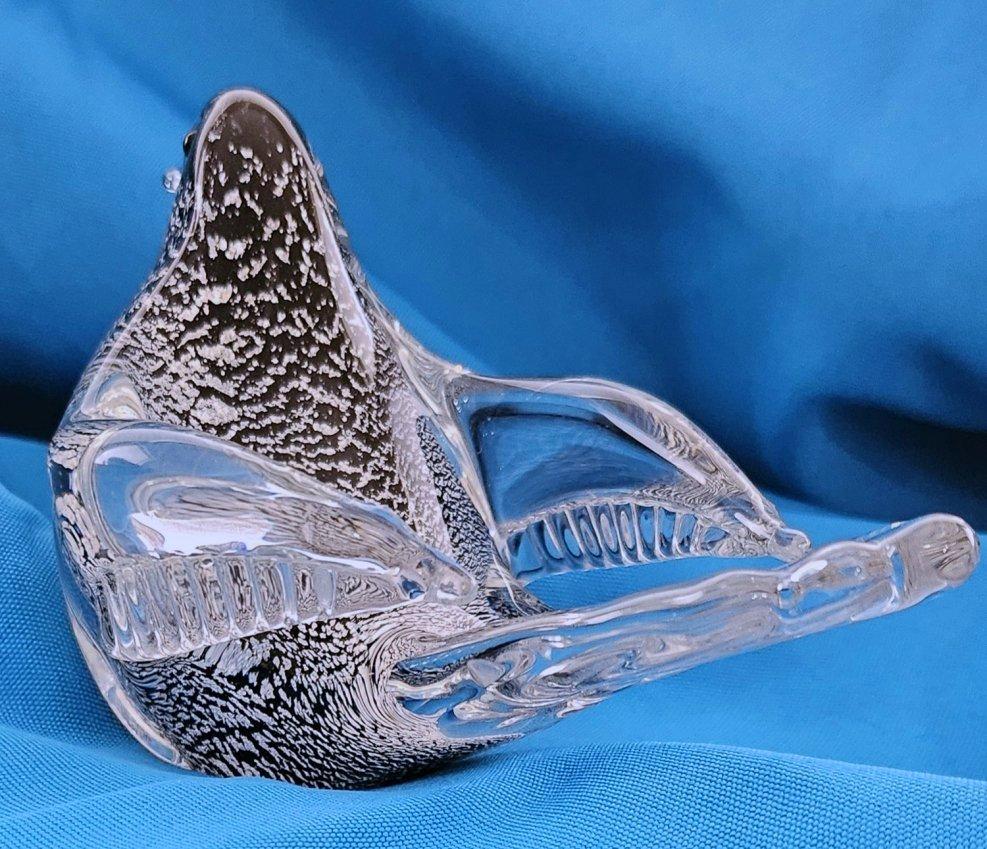 Murano Glas Silber Blatt Vogel von Oball, Original Label CLOSING, FINAL REDUCTION (Moderne der Mitte des Jahrhunderts) im Angebot