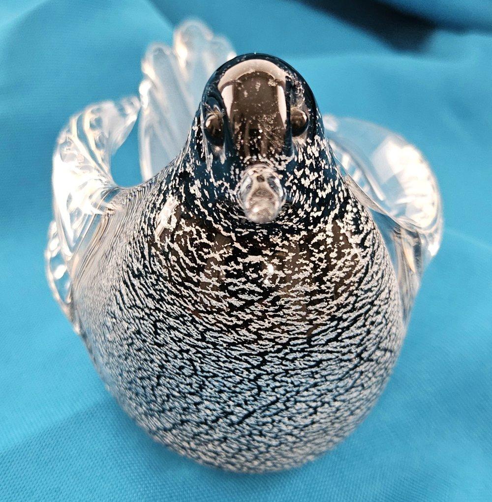 Murano Glas Silber Blatt Vogel von Oball, Original Label CLOSING, FINAL REDUCTION im Angebot 1