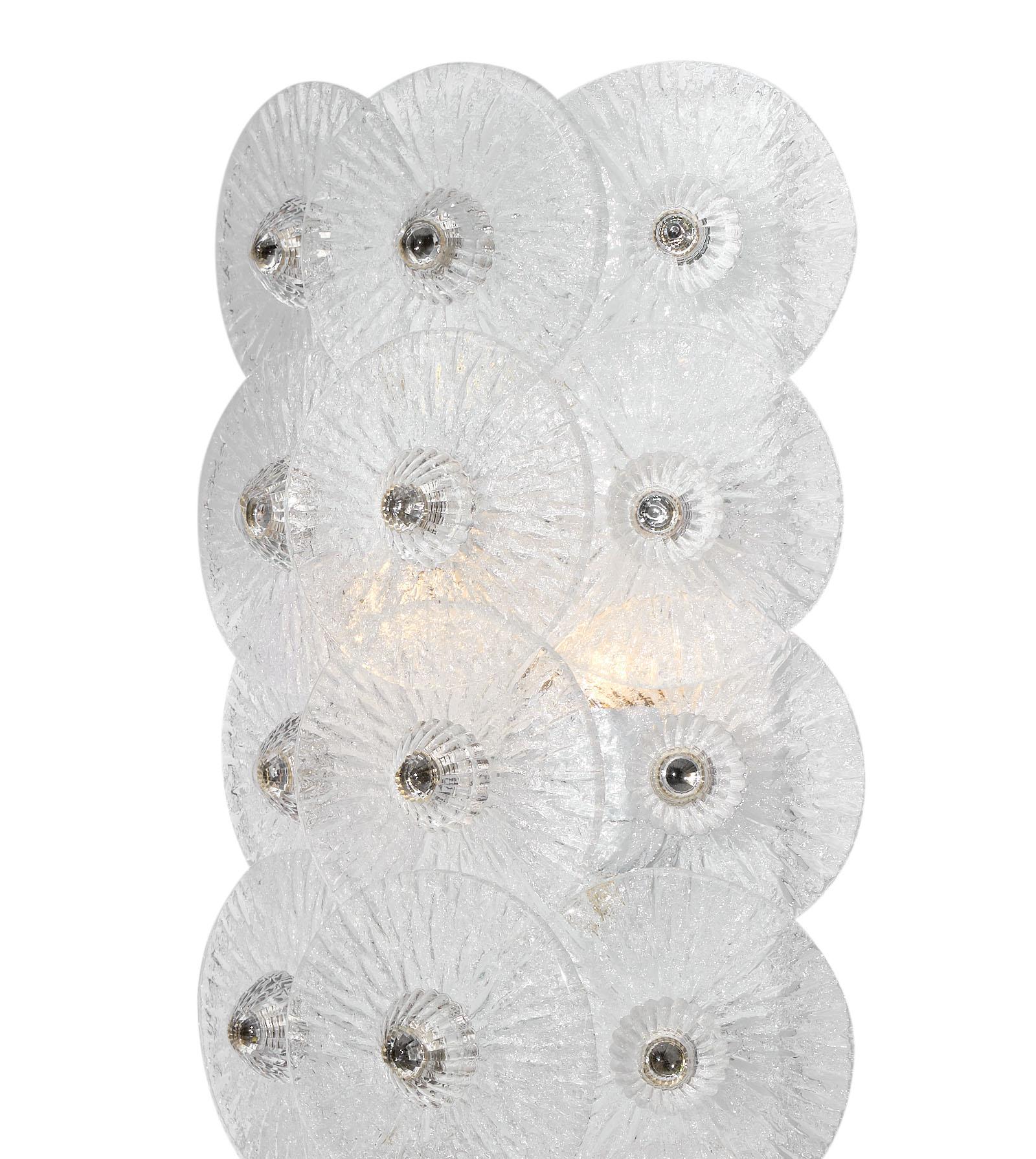 Apliques de disco transparente de cristal de Murano de Carlo Nason Moderno de mediados de siglo en venta
