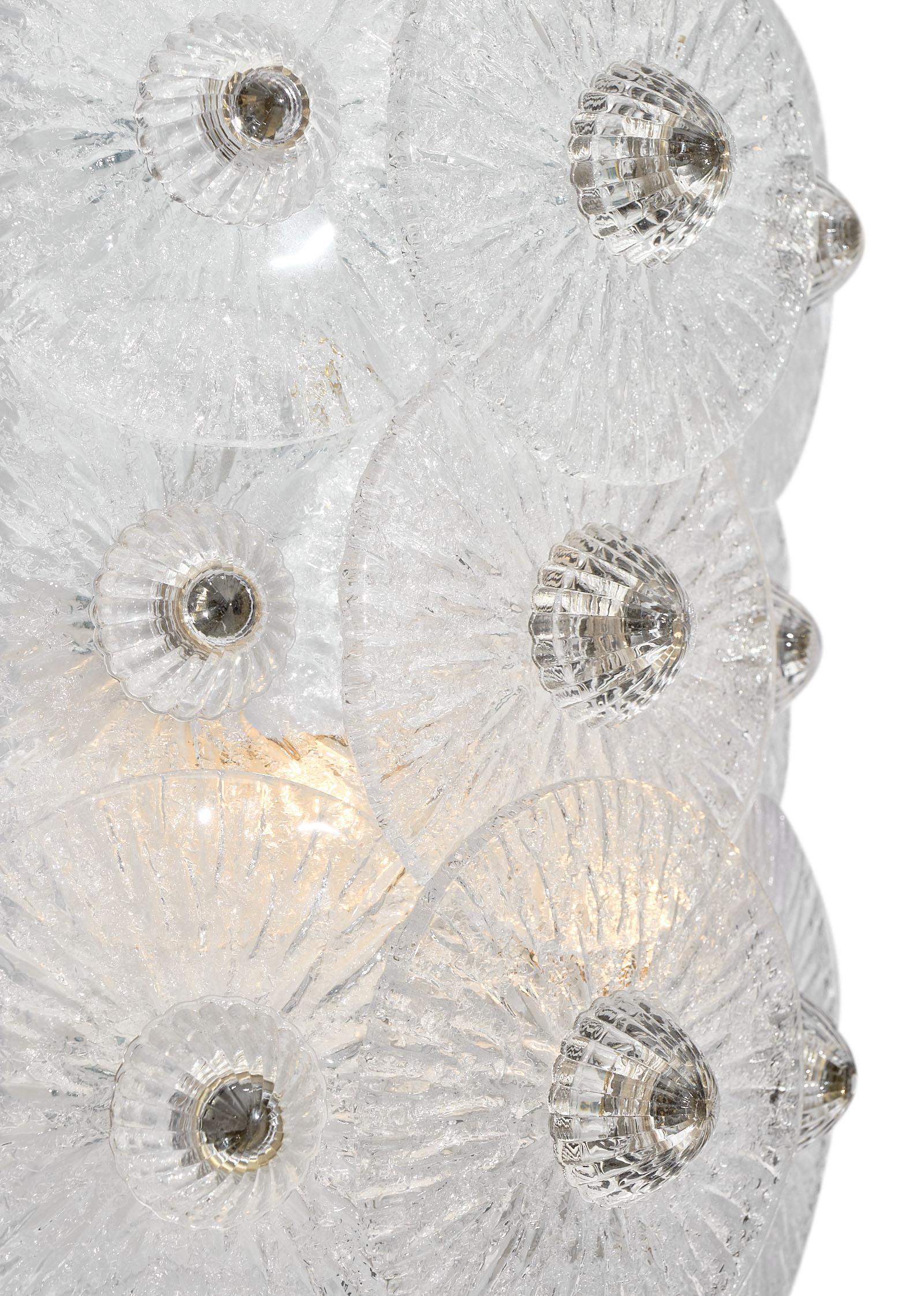 Murano Glass Clear Disc Sconces by Carlo Nason In Excellent Condition For Sale In Austin, TX