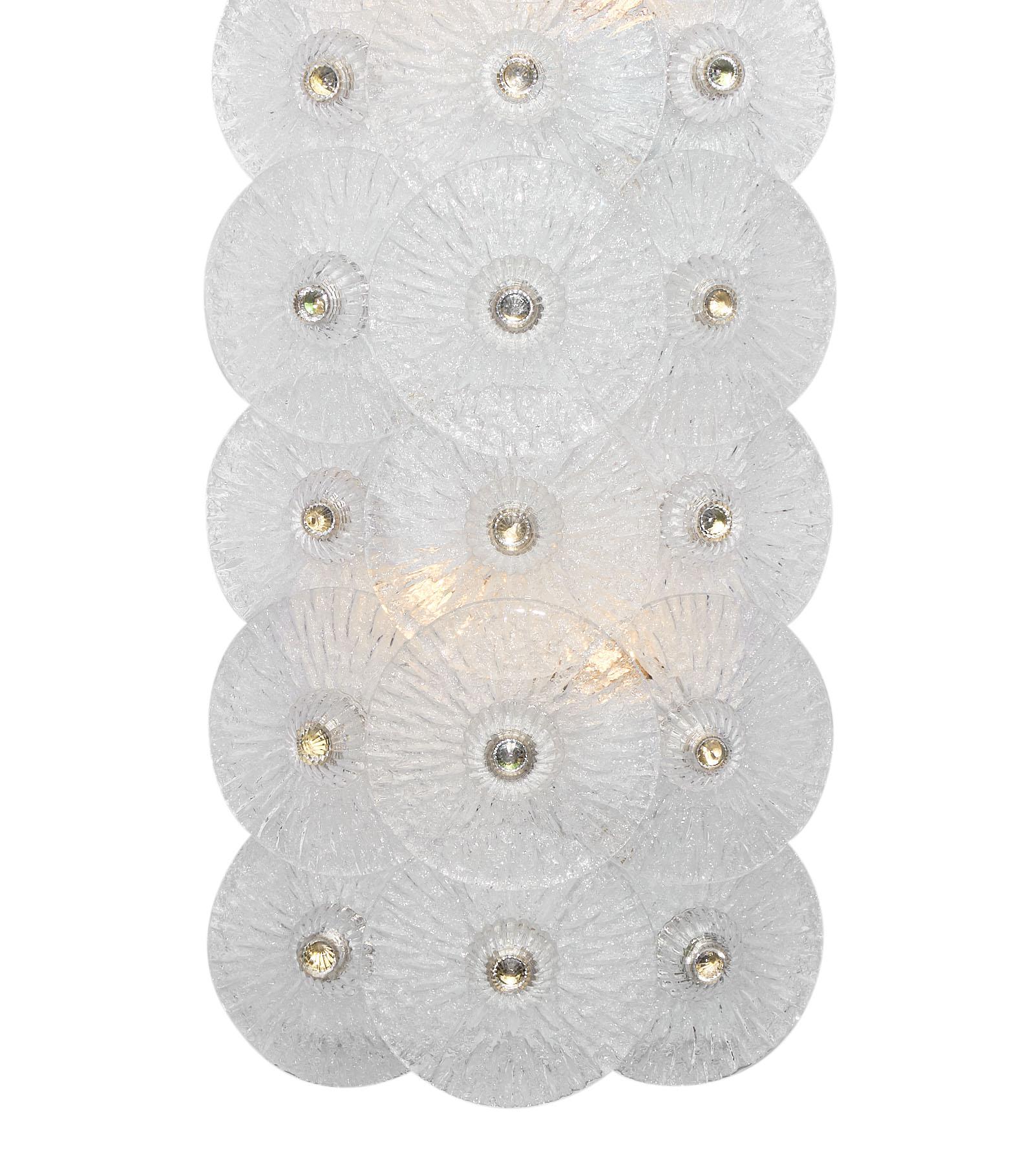 Murano Glass Clear Disc Sconces by Carlo Nason For Sale 1
