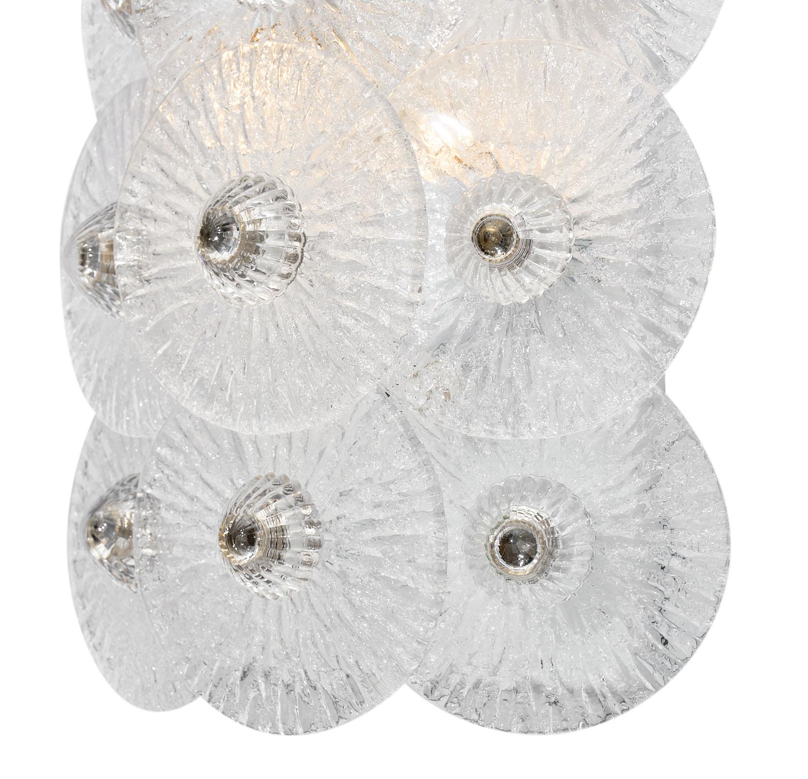 Murano Glass Clear Disc Sconces by Carlo Nason For Sale 2