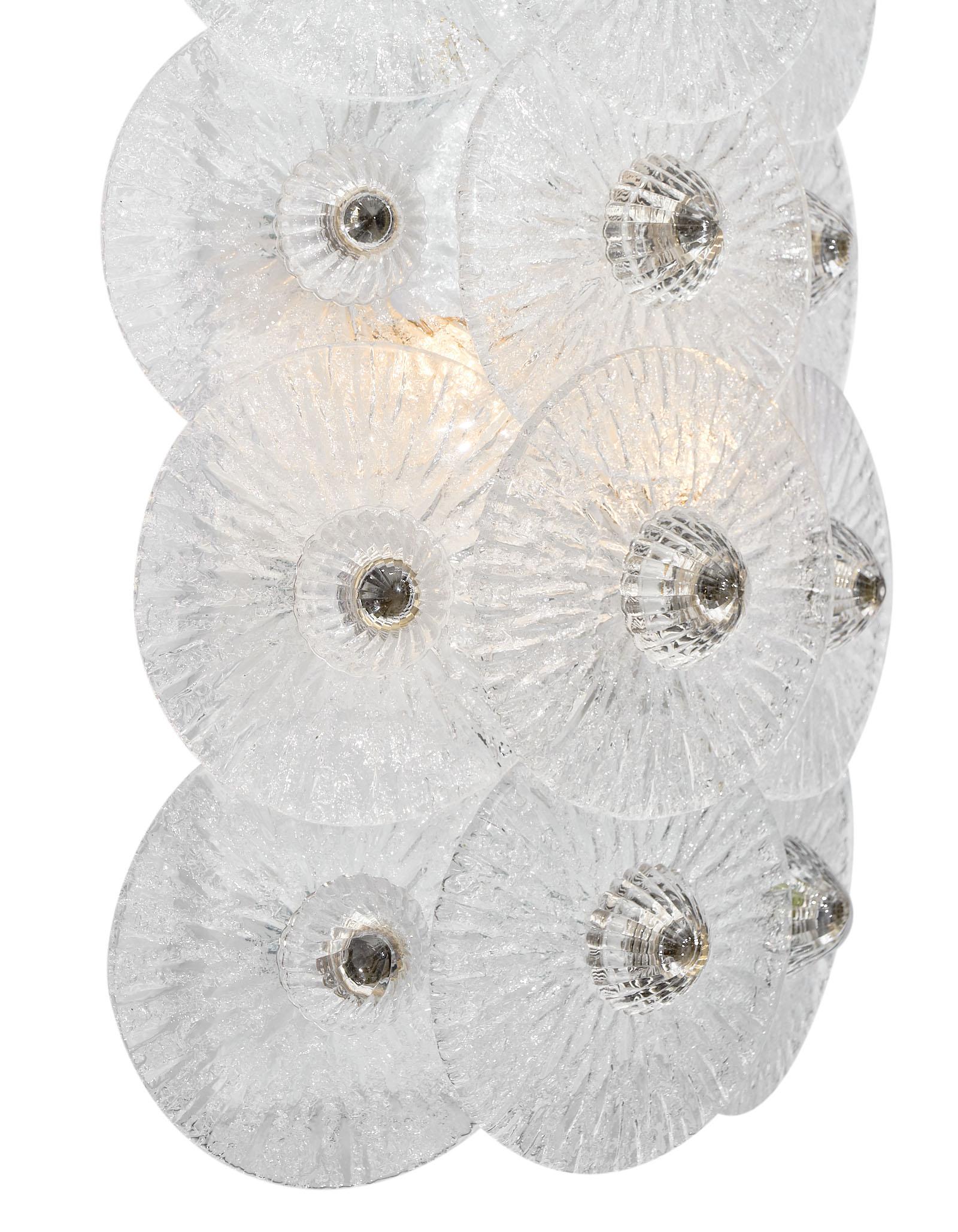 Murano Glass Clear Disc Sconces by Carlo Nason For Sale 3