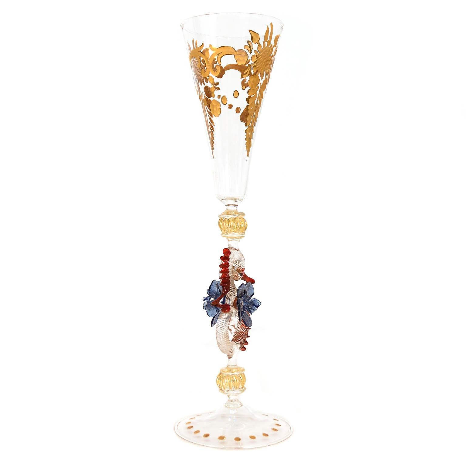 Italian Murano Glass, Clear Gold and Color, 1970s For Sale