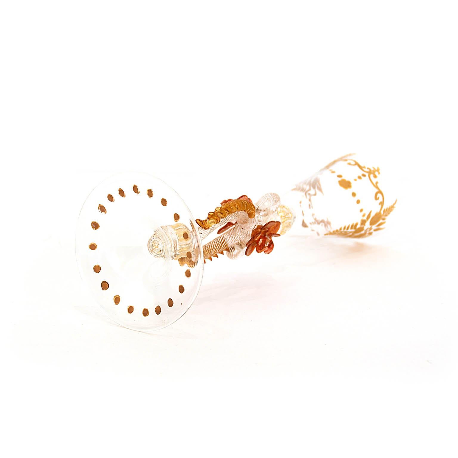 Hand-Crafted Murano Glass, Clear Gold and Color, 1970s For Sale