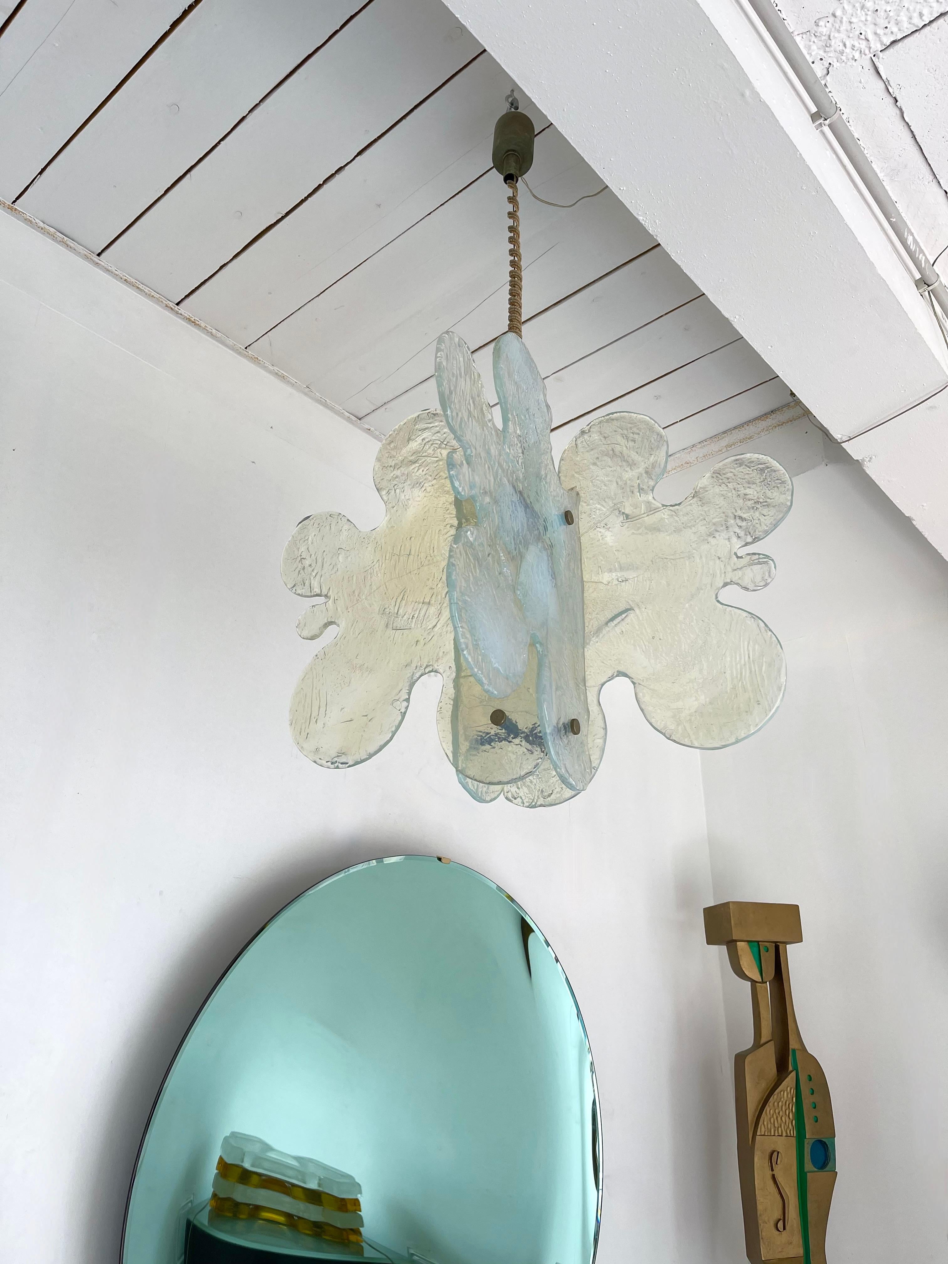 Murano Glass Cloud Pendant Light by Mazzega, Italy, 1970s In Good Condition In SAINT-OUEN, FR
