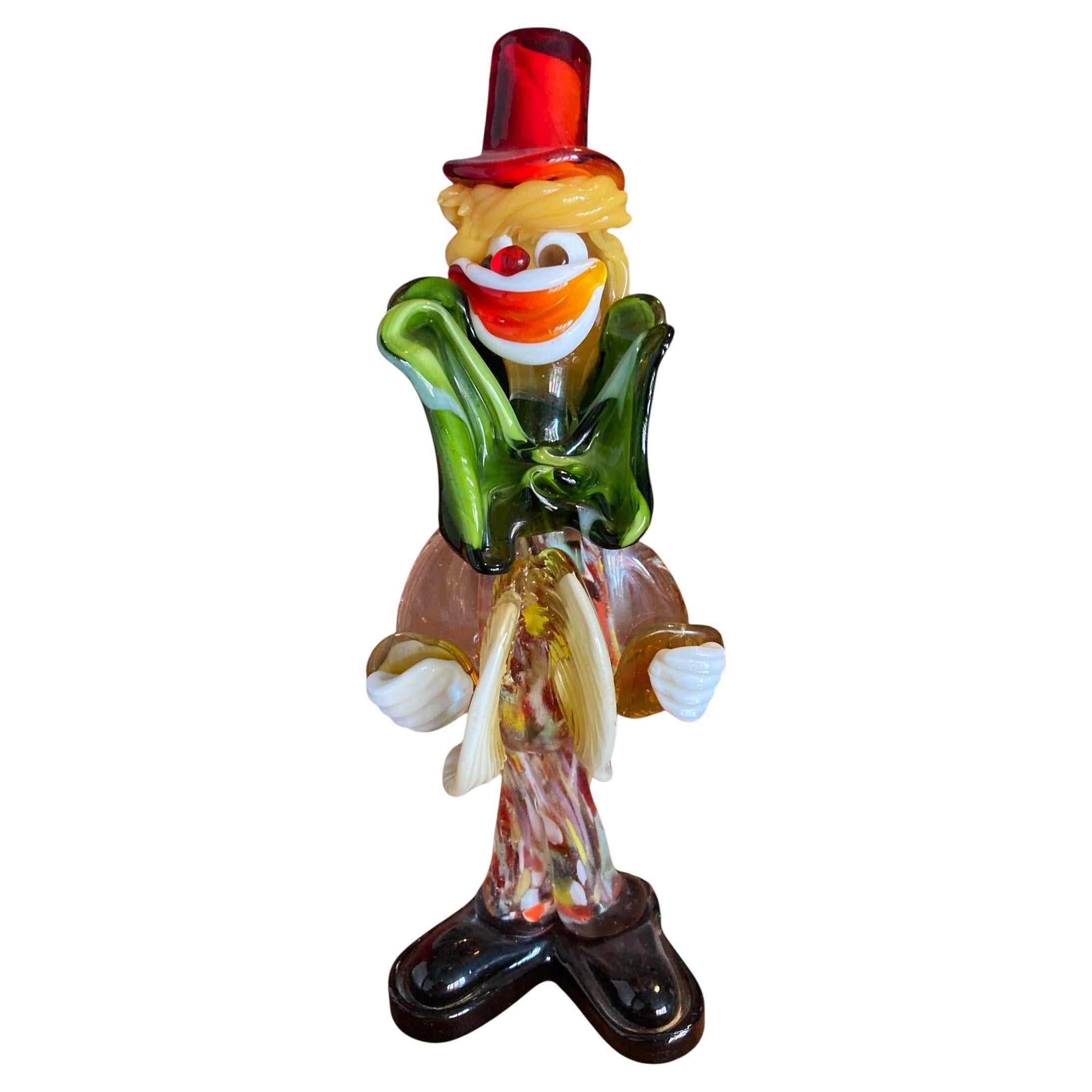 Pre-owned 1stdibs Mid-century Modern Murano Glass Clown Figurine, Handcrafted In Italy In Brown