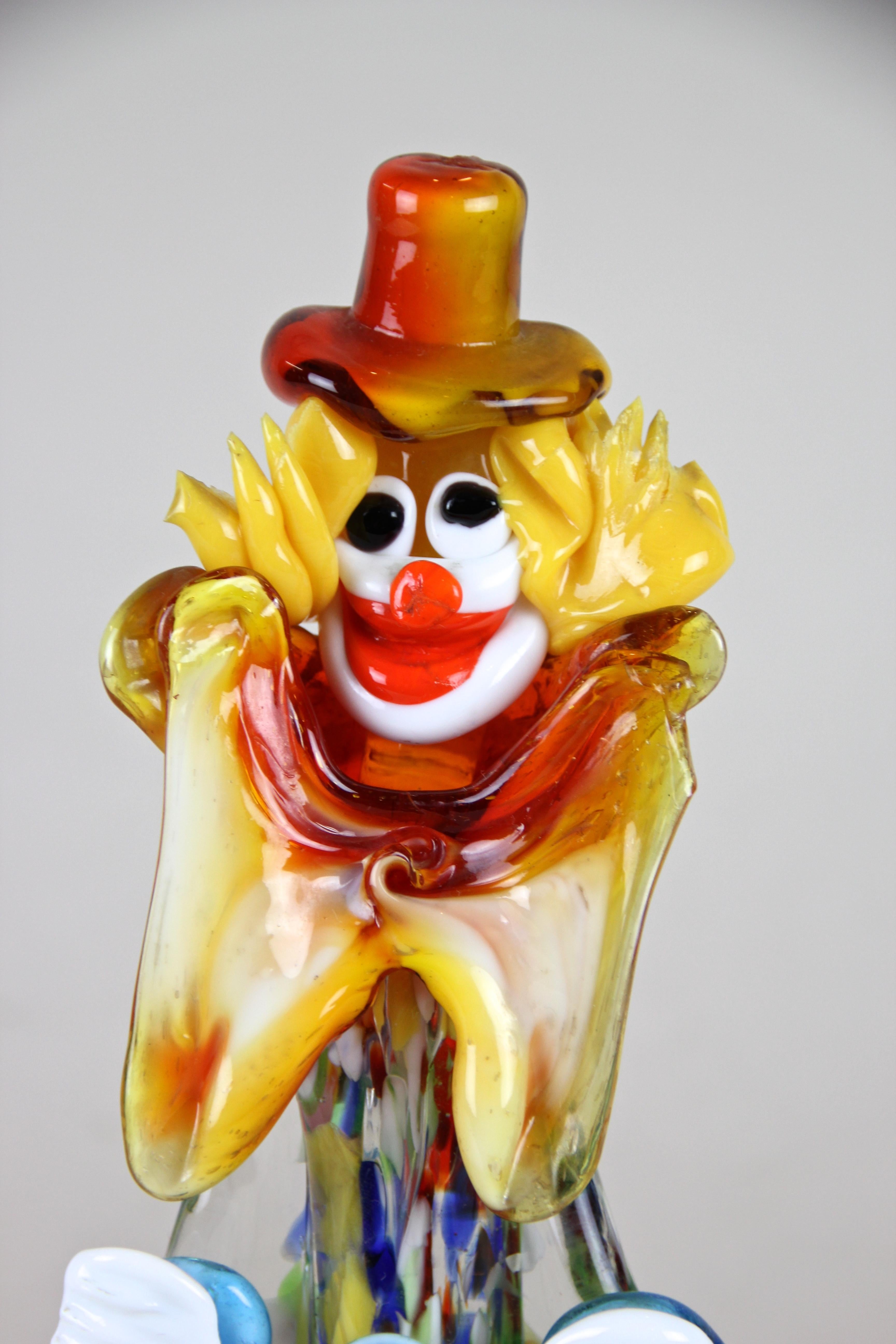 Mid-Century Modern Clown en verre de Murano:: Italie:: vers 1950