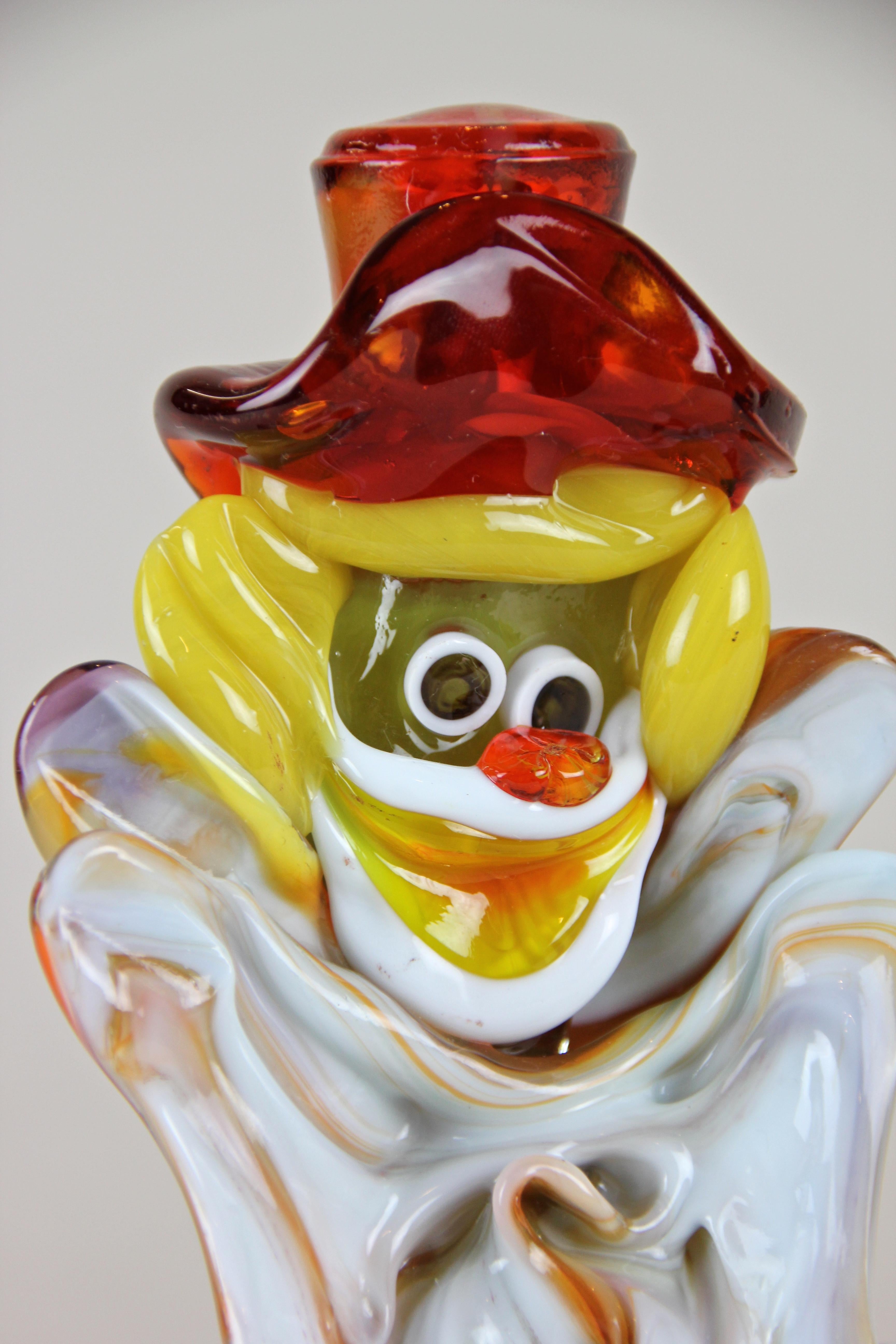 Clown en verre de Murano multicolore Fait à la main:: Italie:: vers 1950 2