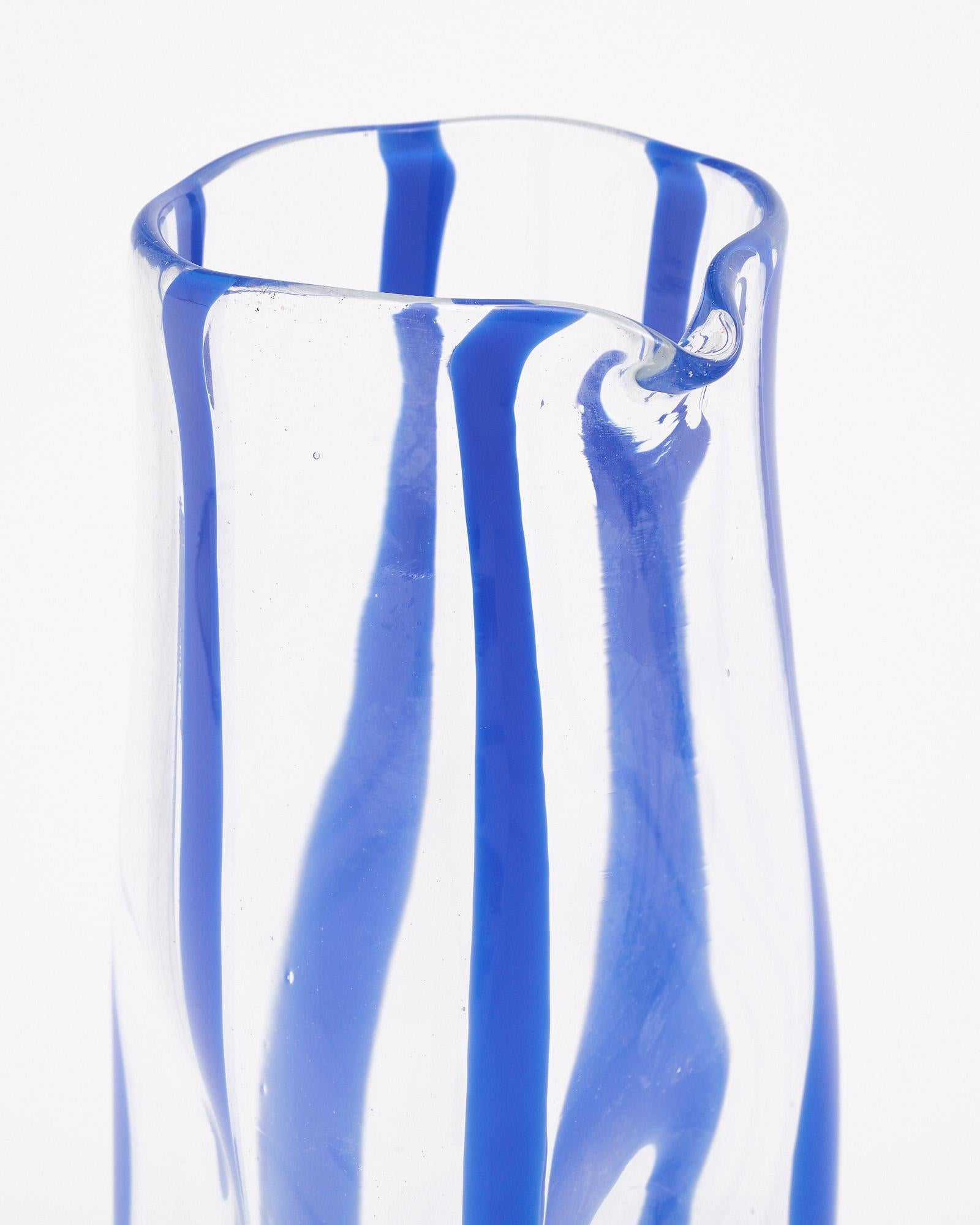 Murano Glass Cobalt Blue Carafe And Glasses For Sale 1