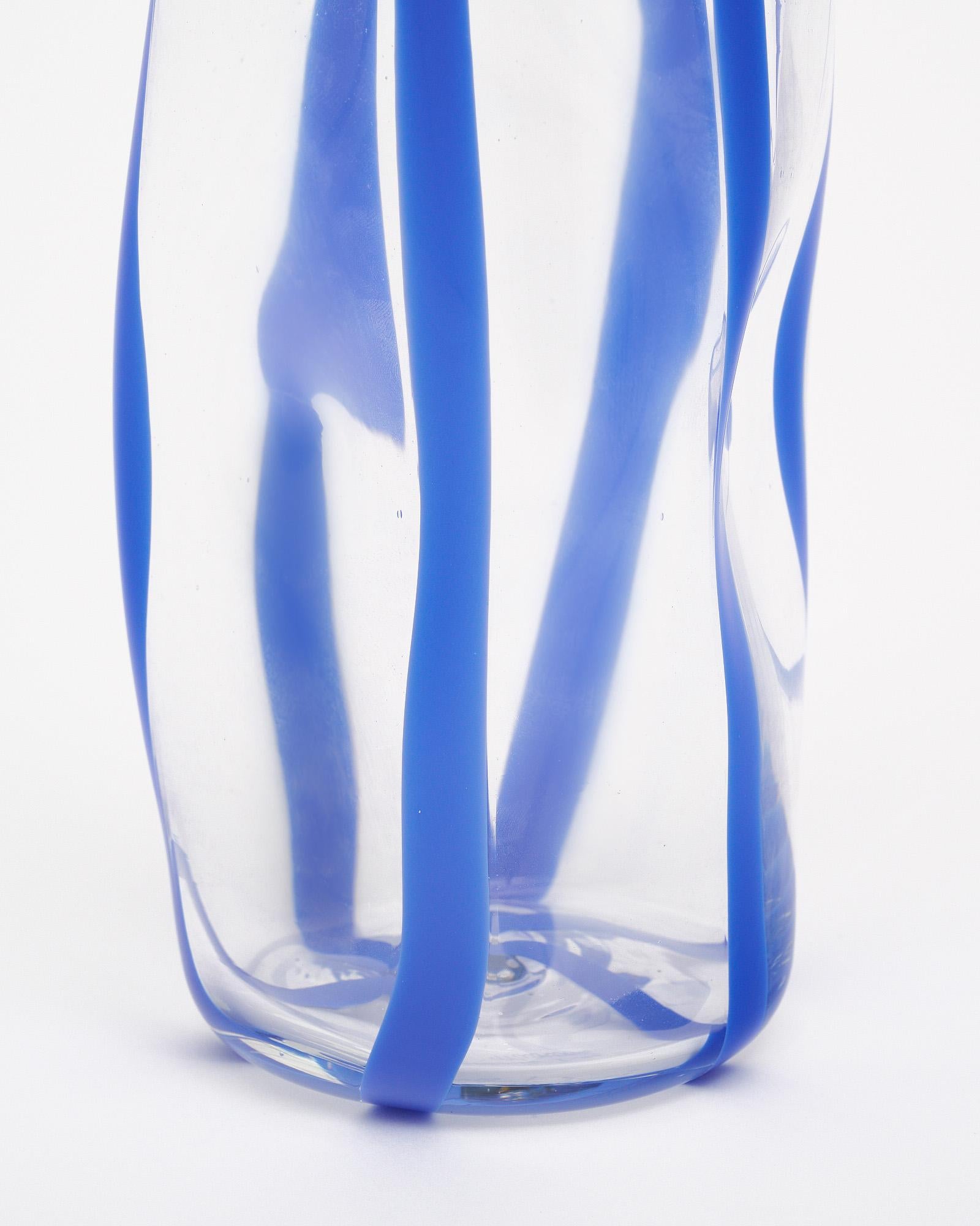 Murano Glass Cobalt Blue Carafe And Glasses For Sale 3