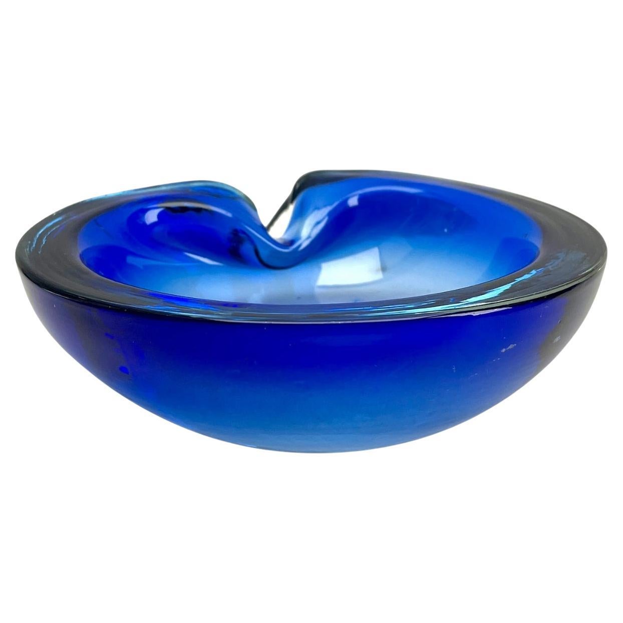 Murano Glass Cobalt Bowl Attributed to Flavio Poli for Somerso For Sale