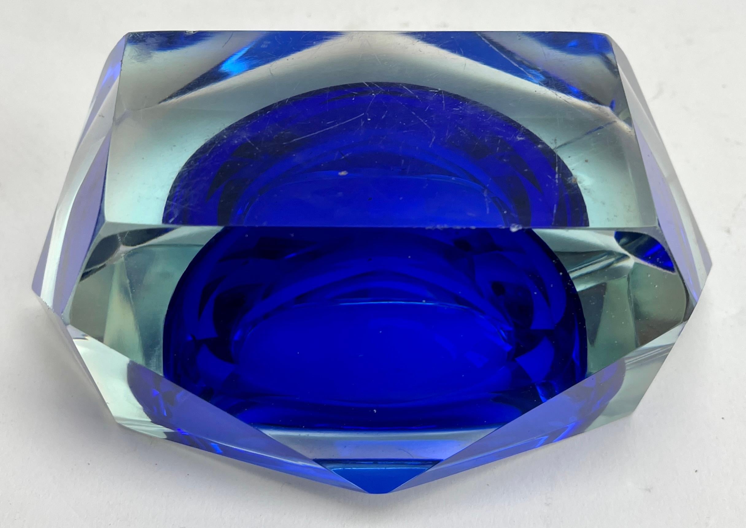 Hand-Crafted Murano Glass Cobalt. Bowl by Flavio Poli for Seguso. For Sale