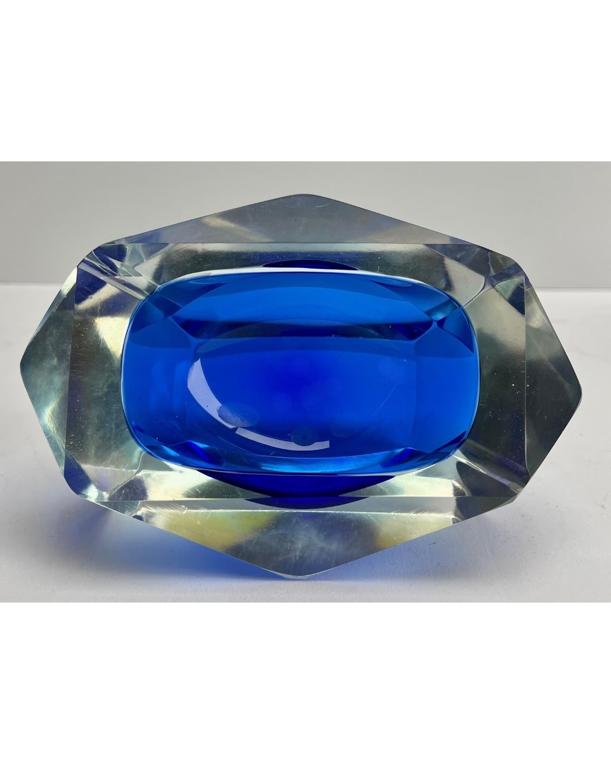 Mid-20th Century Murano Glass Cobalt. Bowl by Flavio Poli for Seguso. For Sale