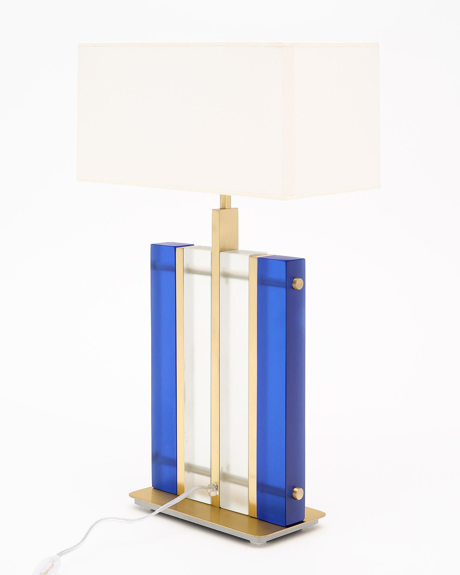 Murano Glass Cobalt “Tormalina” Slab Lamps For Sale 2