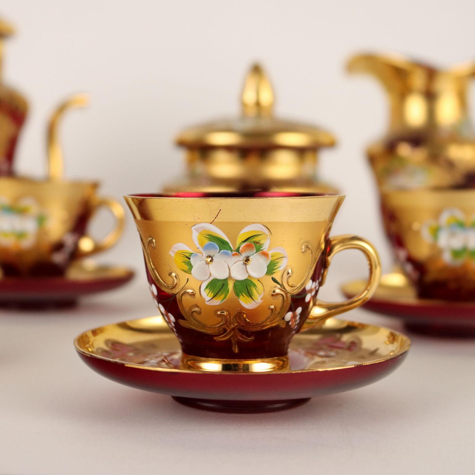 murano glass tea set