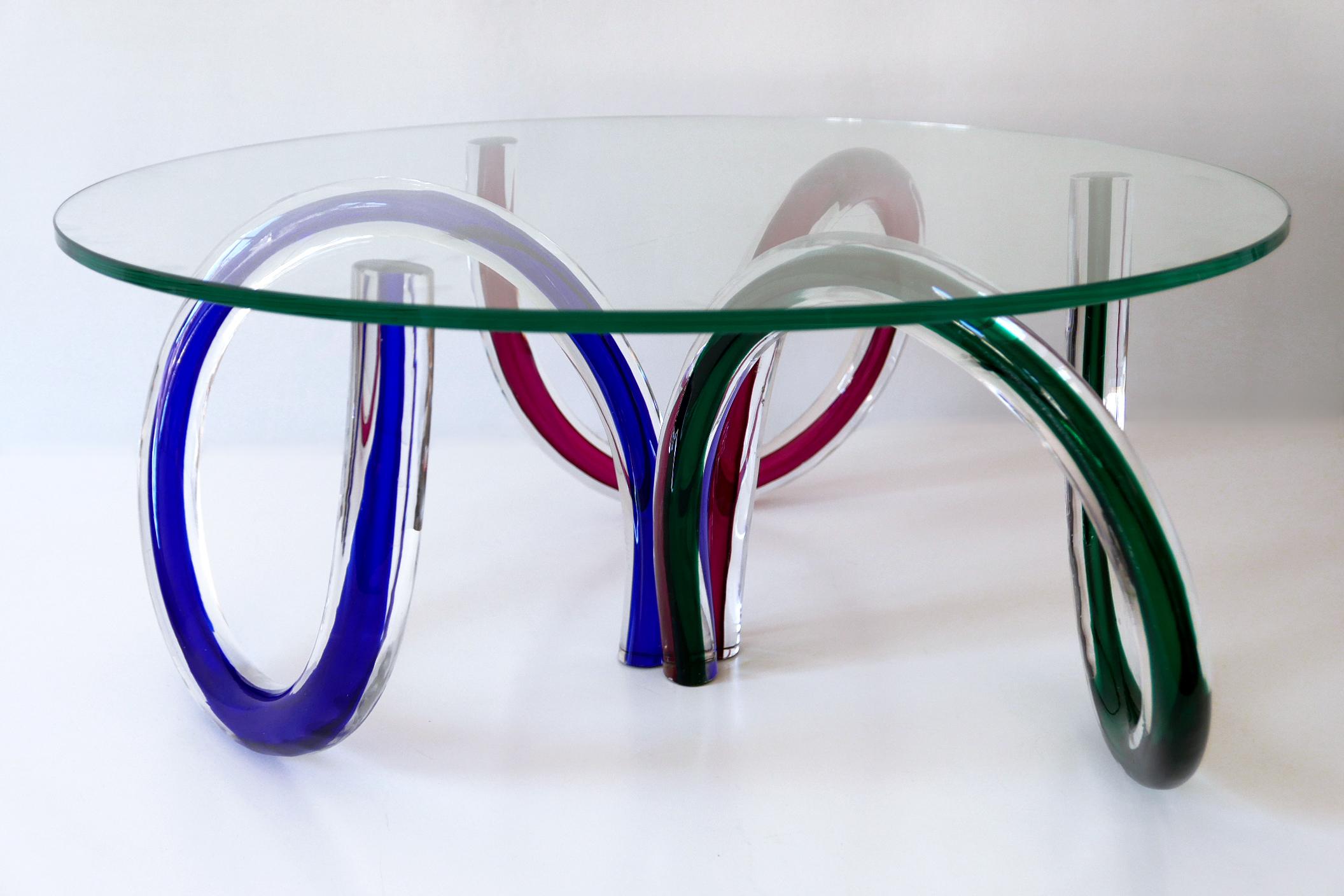Mid-Century Modern Murano Glass Coffee Table by Maurice Barilone for Roche Bobois, Italy